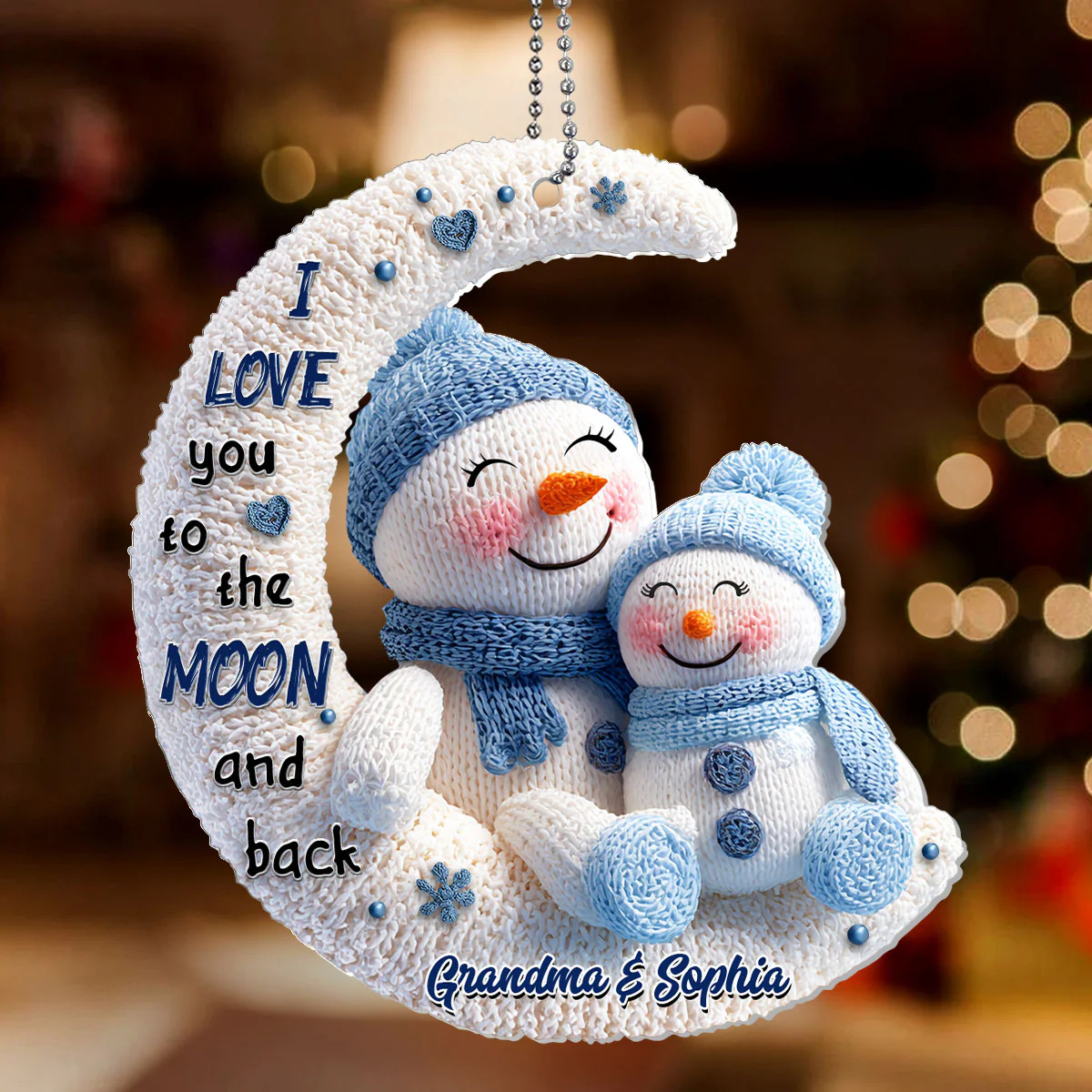 Moon Hug - Personalized 1-Layer Acrylic Ornament - Image 2
