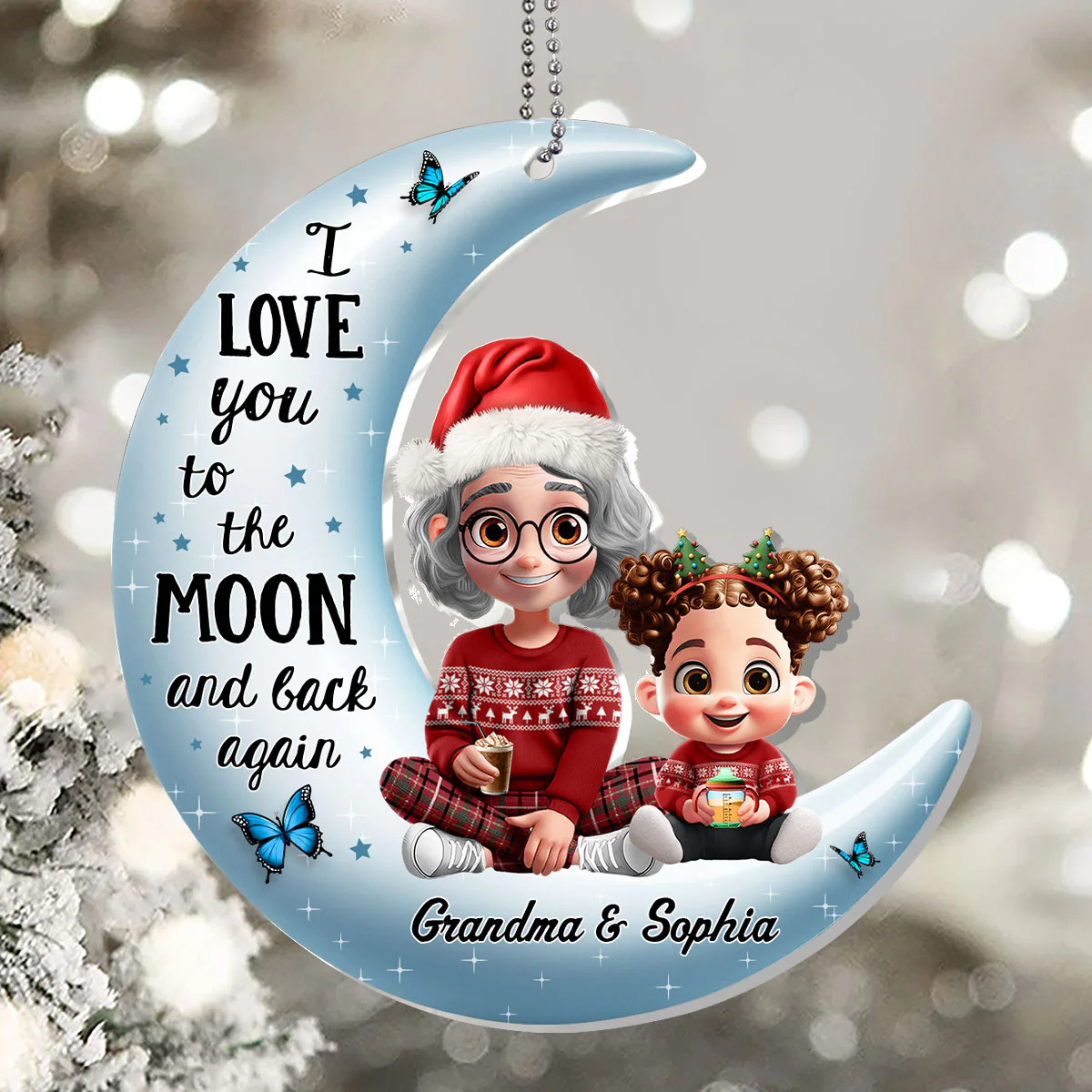 Moonlit Storytime - Personalized 1-Layer Acrylic Ornament - Image 5