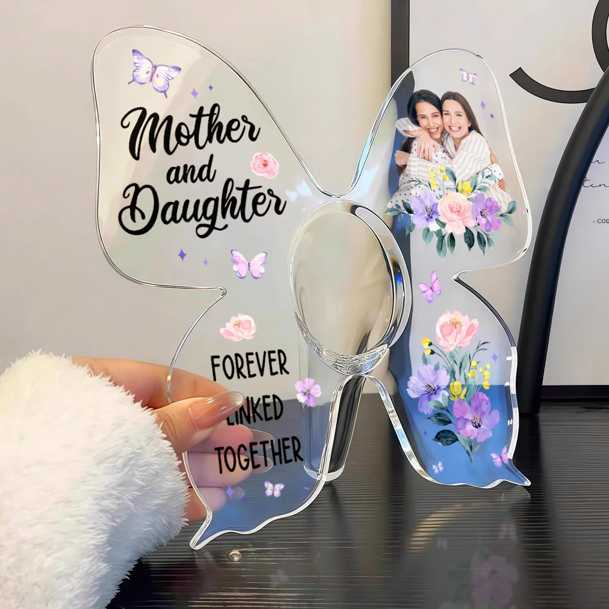 Mother And Children Forever Linked Together - Personalized Butterfly Acrylic Vase - Image 3