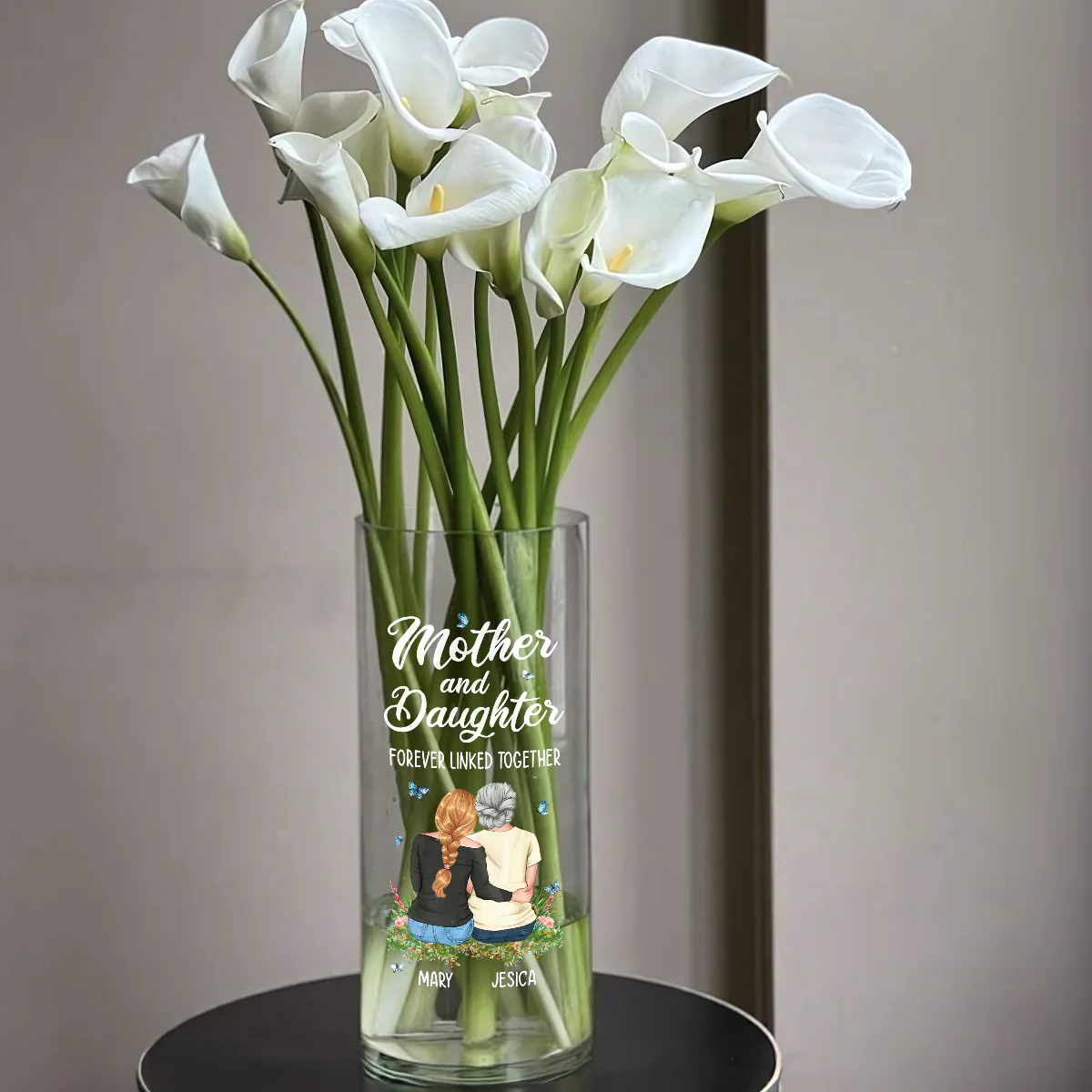 Mother And Daughter Forever Linked Together - Personalized Glass Vase - Image 5