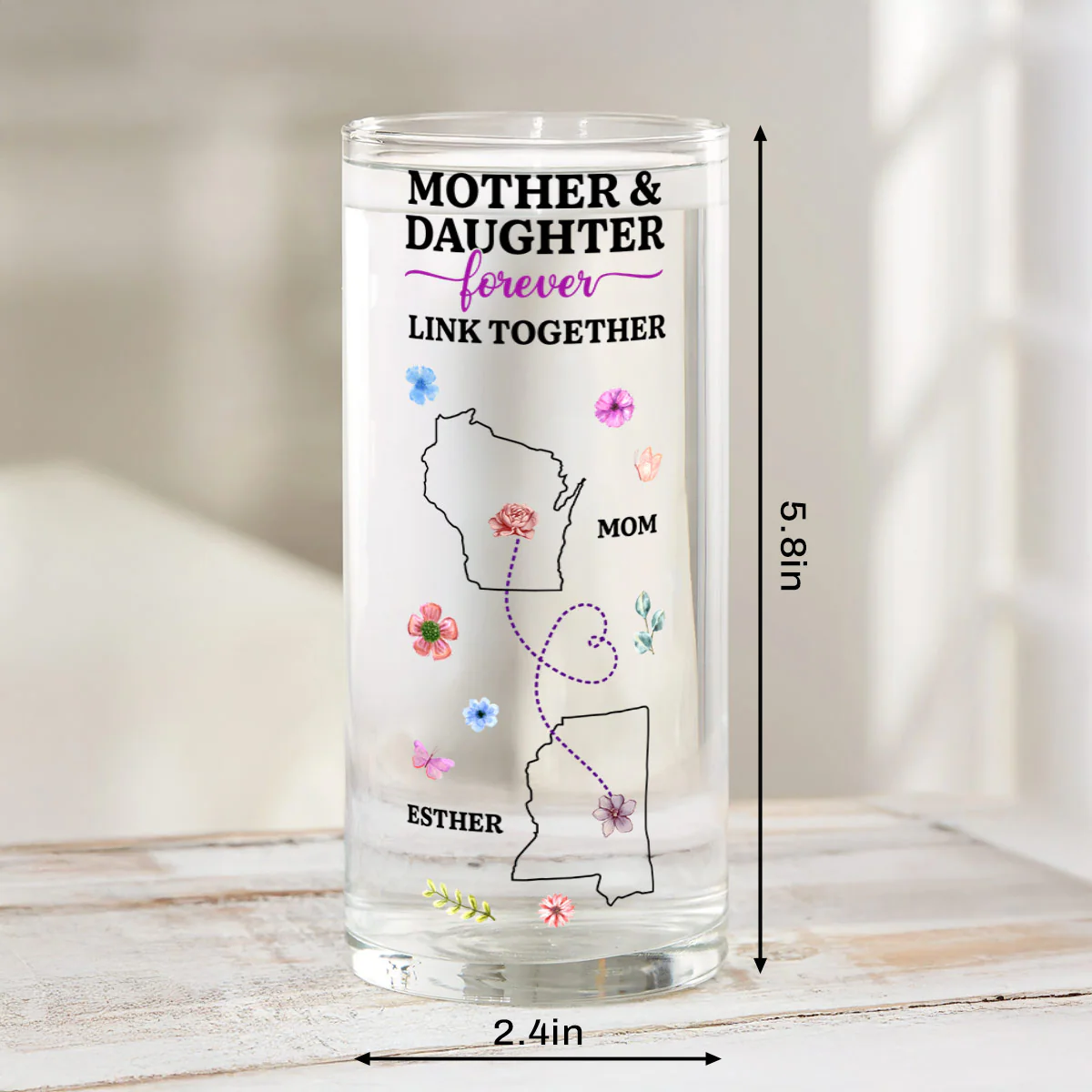 Mother And Daughter Forever Linked Together - Personalized Glass Vase - Image 6