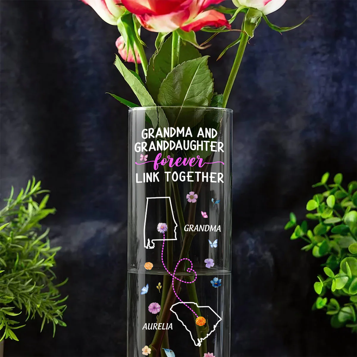 Mother And Daughter Forever Linked Together - Personalized Glass Vase - Image 3