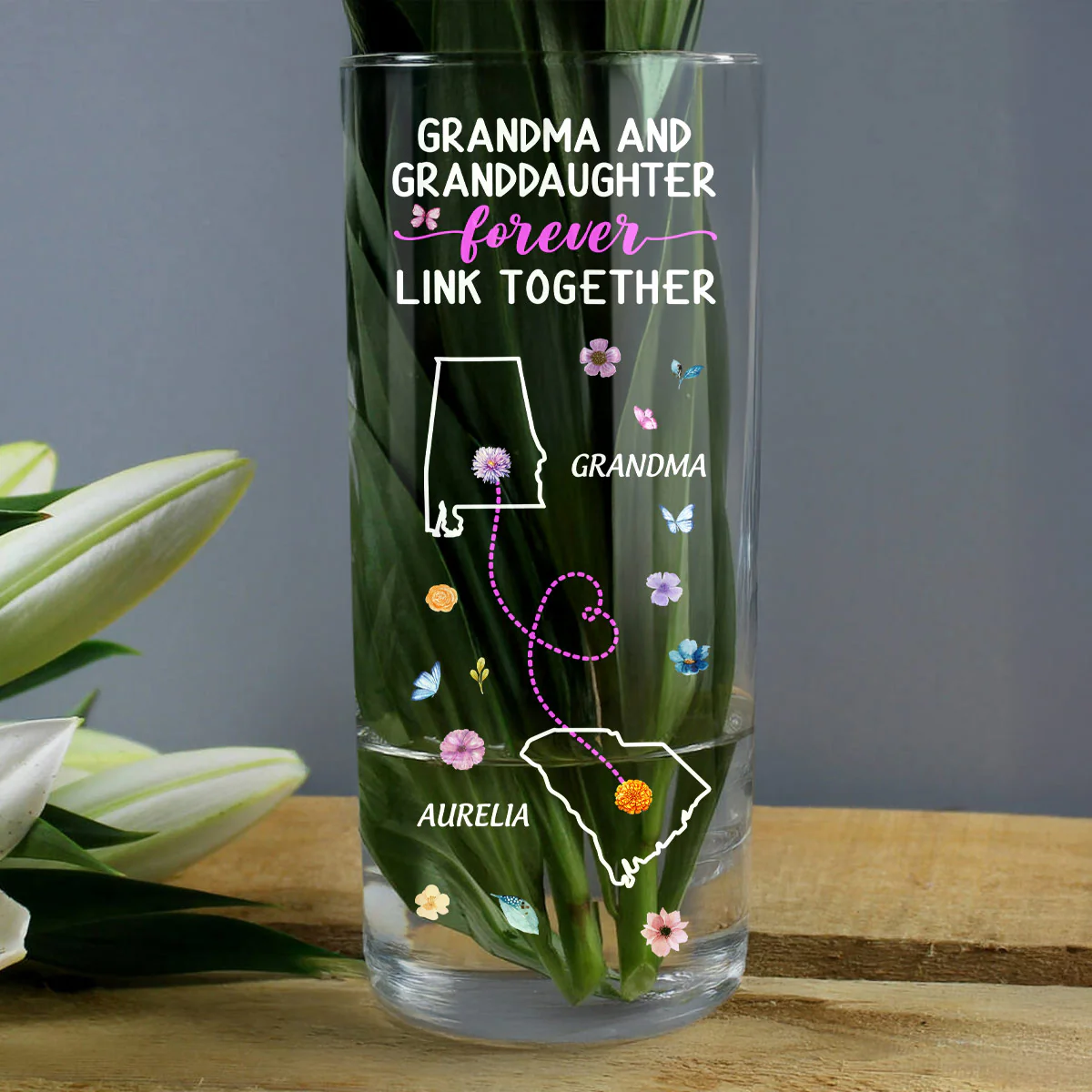 Mother And Daughter Forever Linked Together - Personalized Glass Vase - Image 4