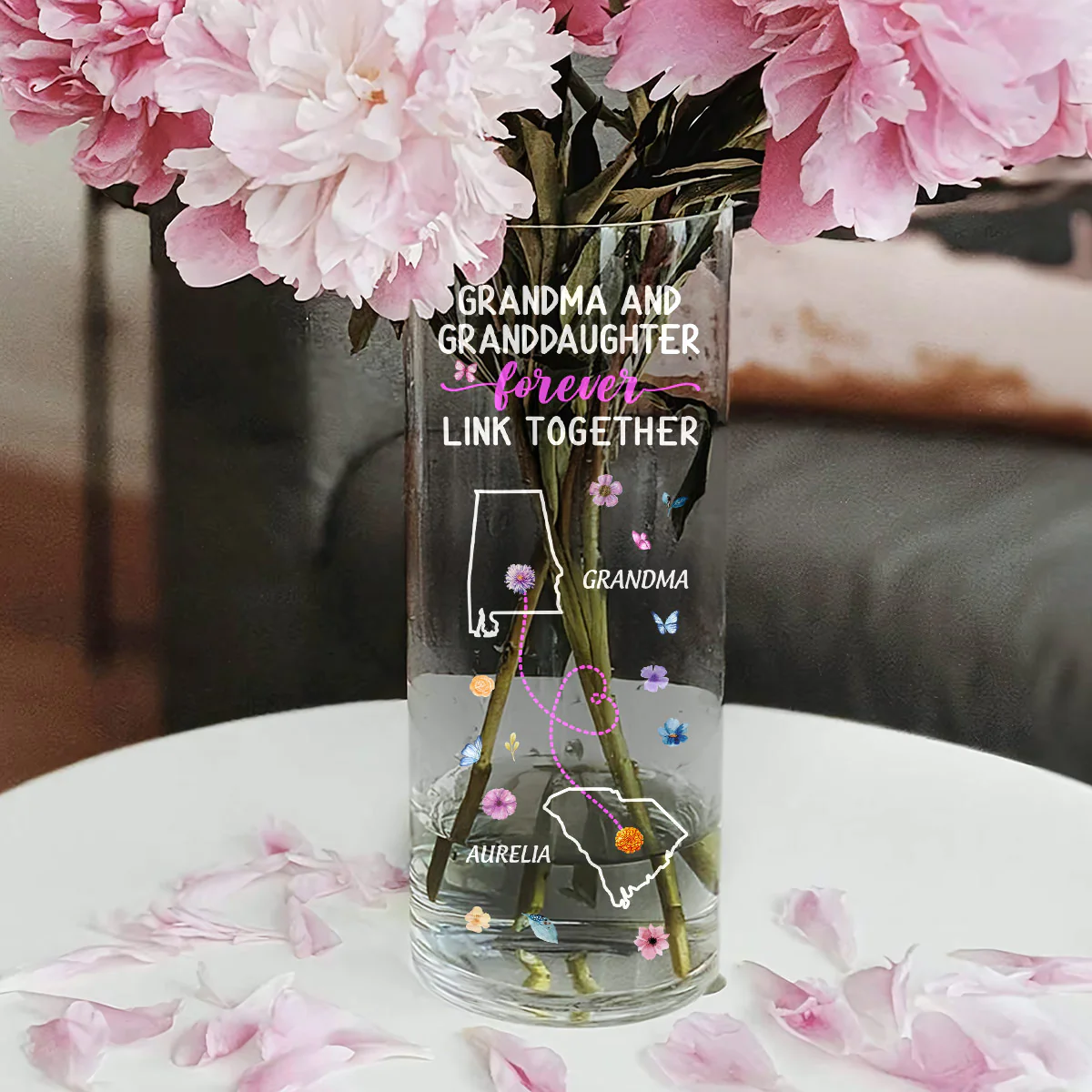 Mother And Daughter Forever Linked Together - Personalized Glass Vase - Image 6