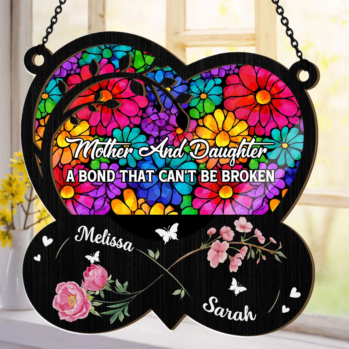 Mother And Daughter - Personalized Window Hanging Suncatcher - Image 4