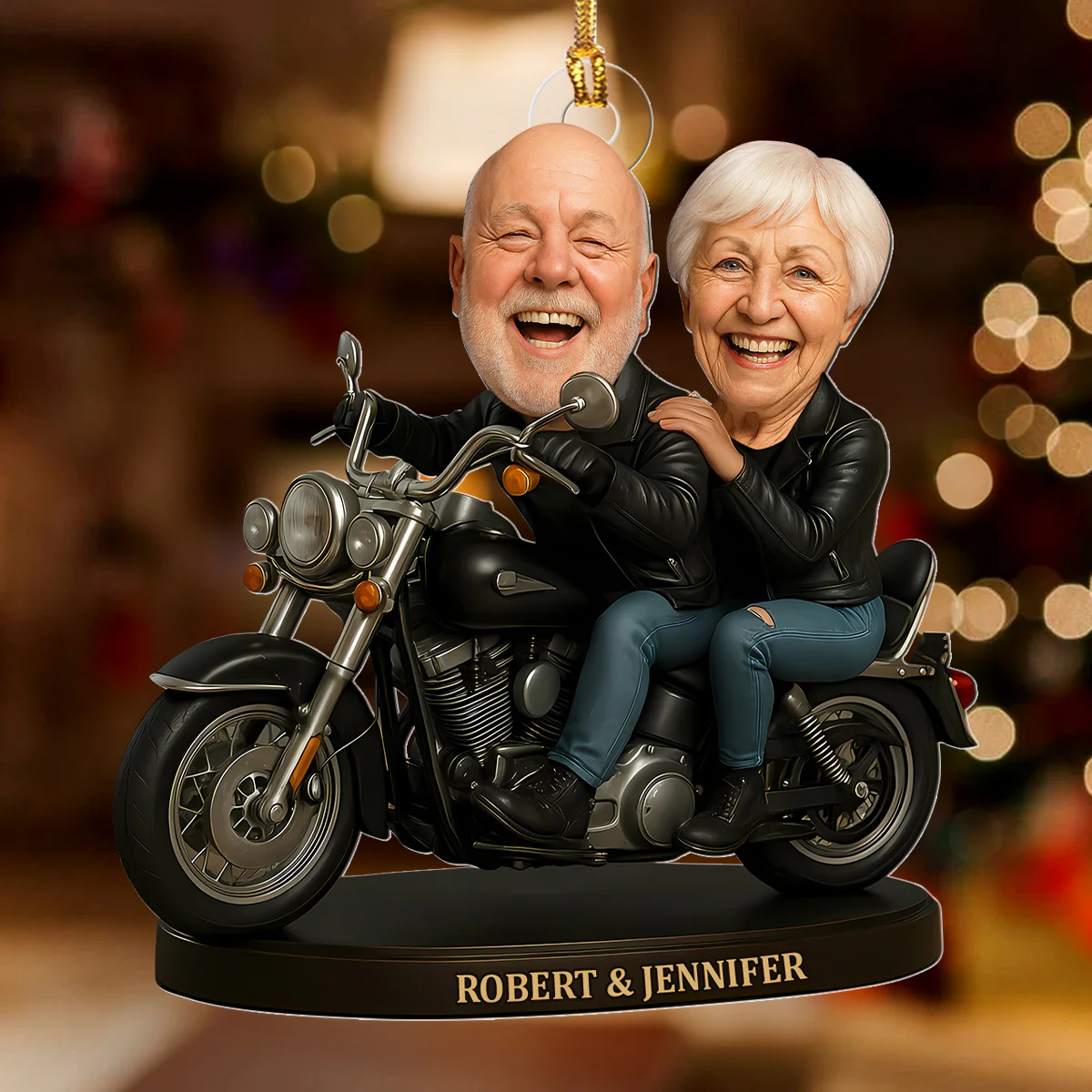 Motorcycle And Car Couple - Personalized 1-Layer Acrylic Ornament - Image 2