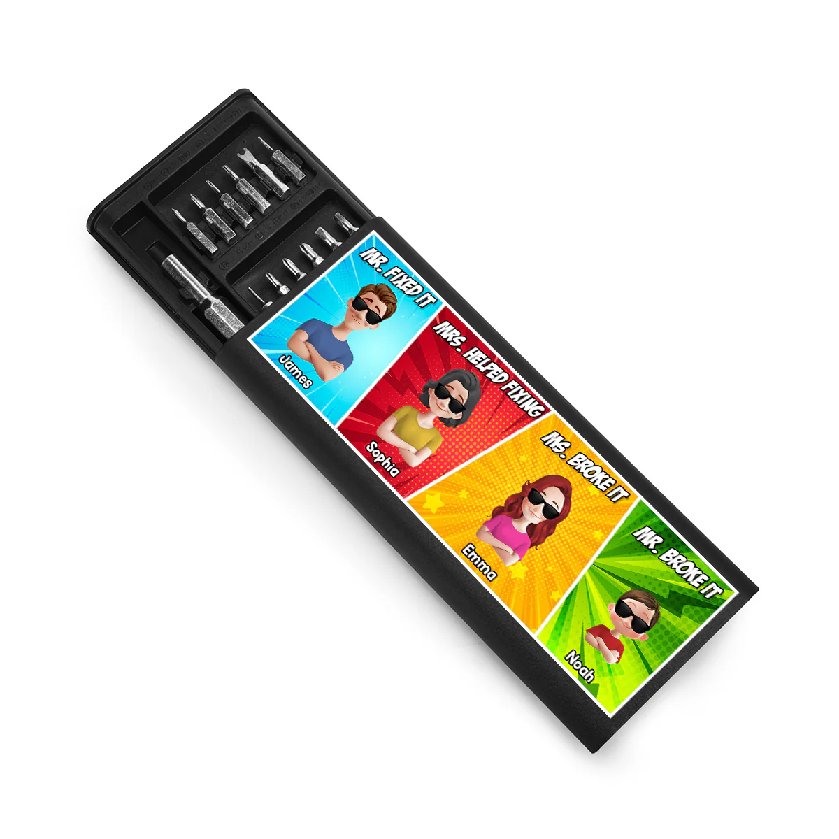 Mr. Fixed It, Mrs. Helped Fixing, Mr. & Ms. Broke It - Personalized Screwdriver Set - Image 2