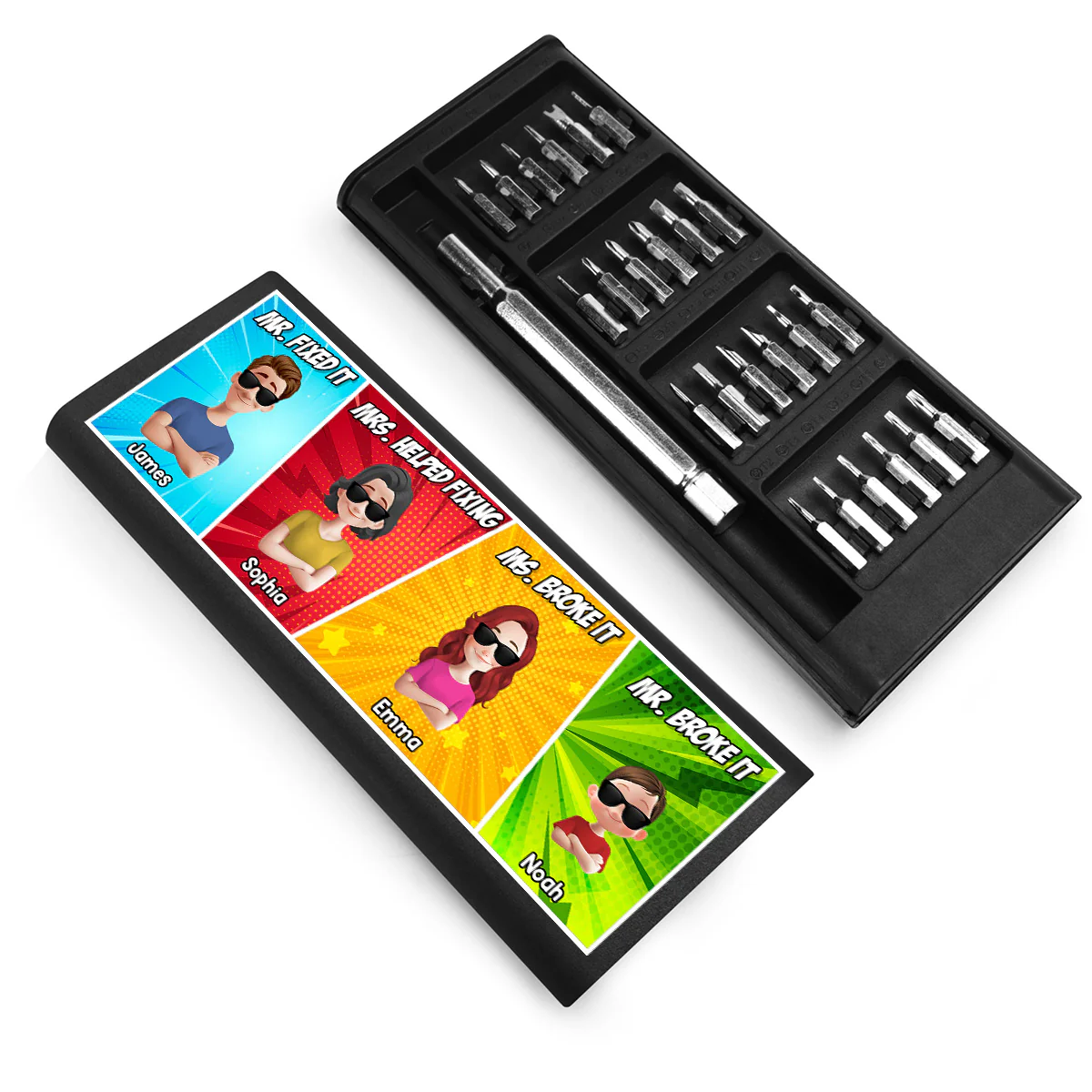 Mr. Fixed It, Mrs. Helped Fixing, Mr. & Ms. Broke It - Personalized Screwdriver Set - Image 4