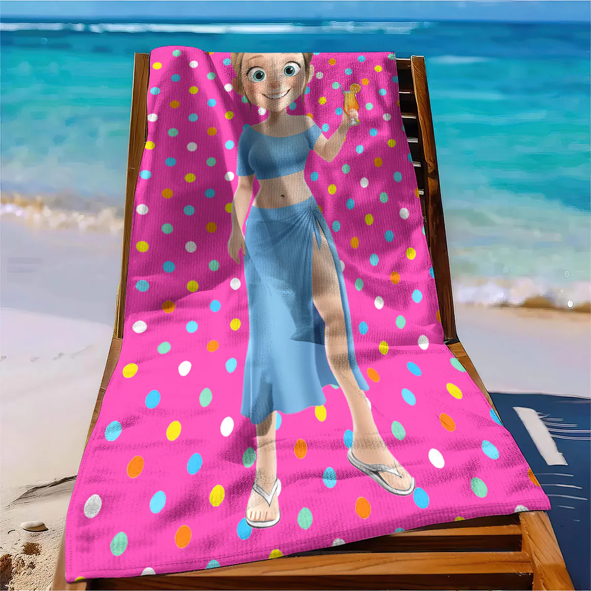 Multicolor Custom Name & Character - Personalized Beach Towel - Image 6