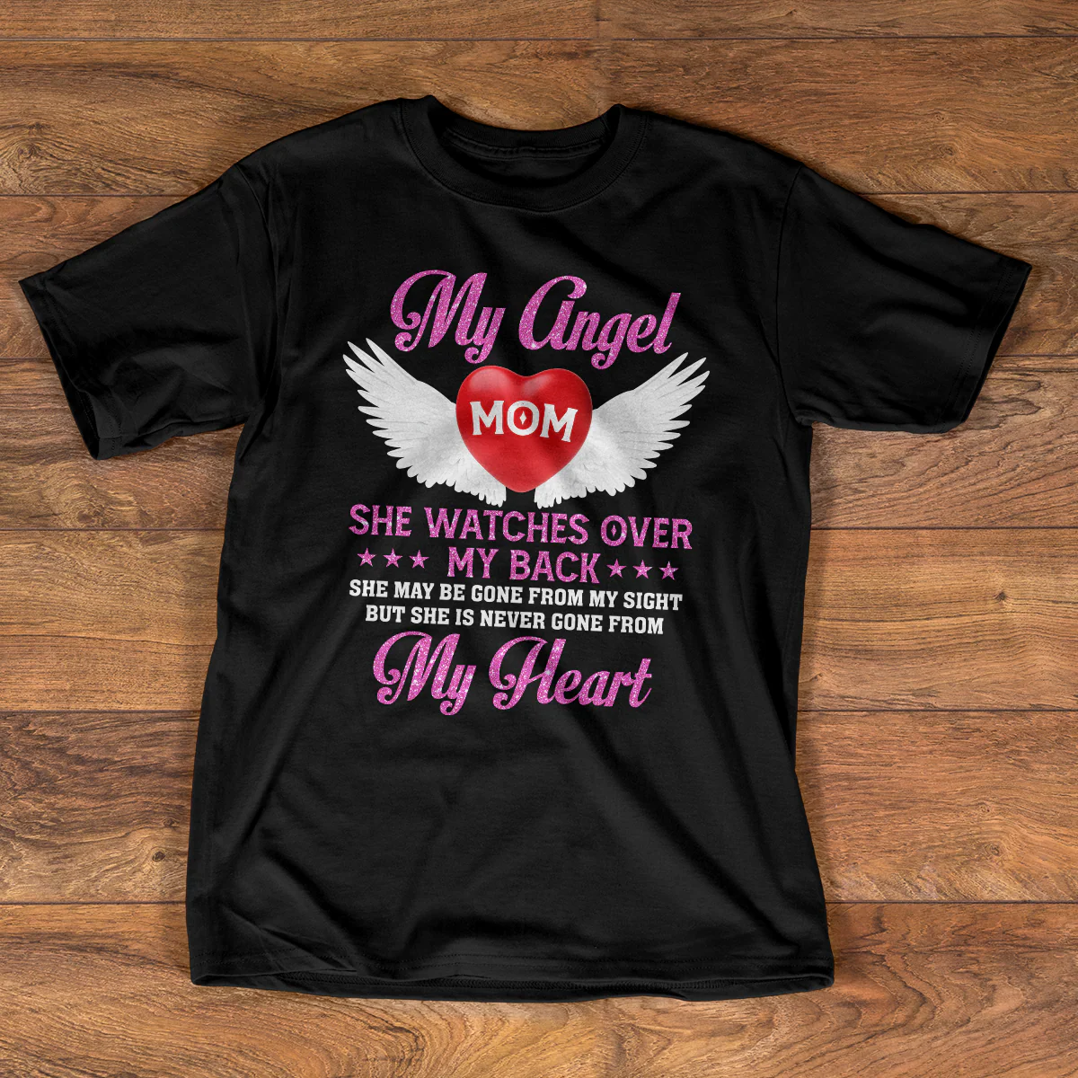 My Angel Watches Over My Back - Personalized 2D Unisex T-shirt - Image 3