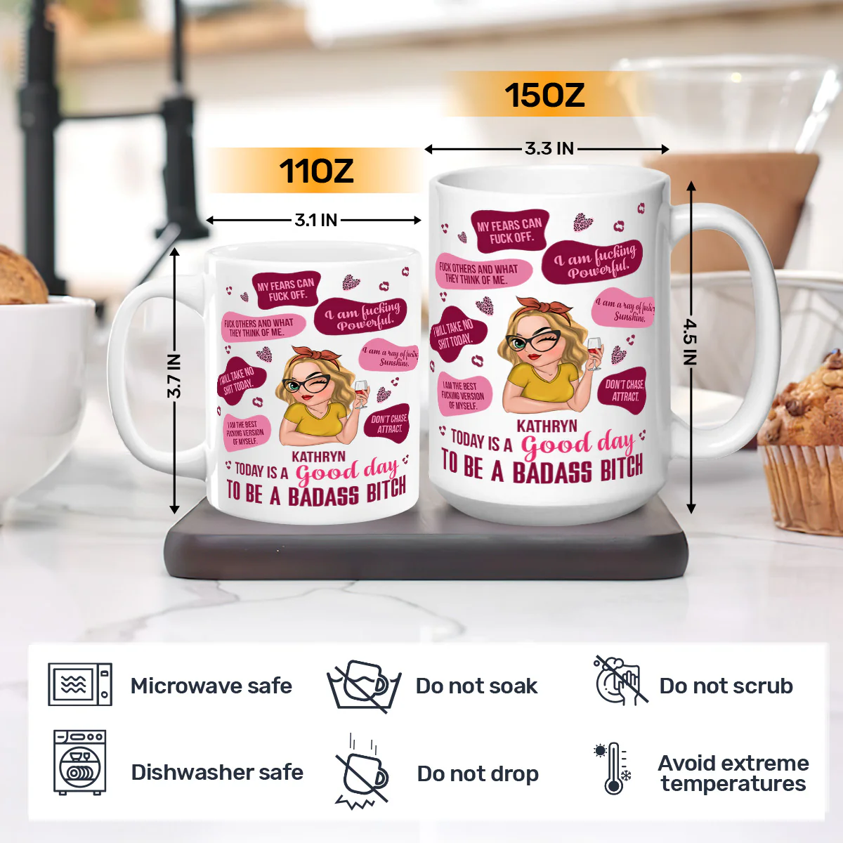 My Badass B*tch - Personalized Mug - Image 3