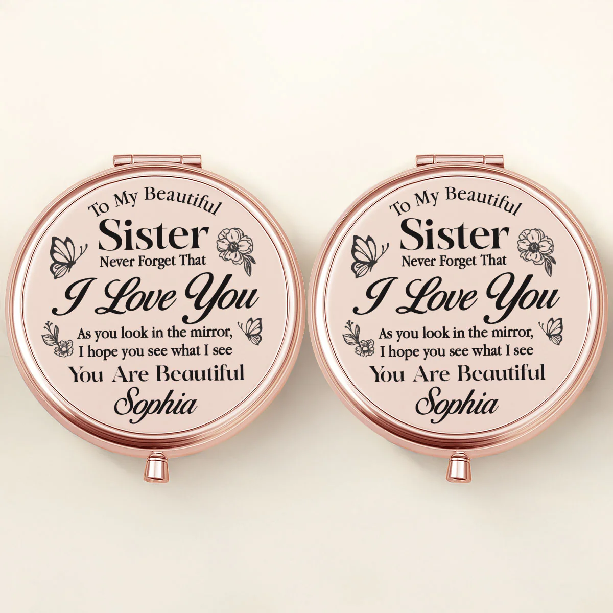 My Beautiful Sister I Love You - Personalized Circle Metallic Mirror - Image 3