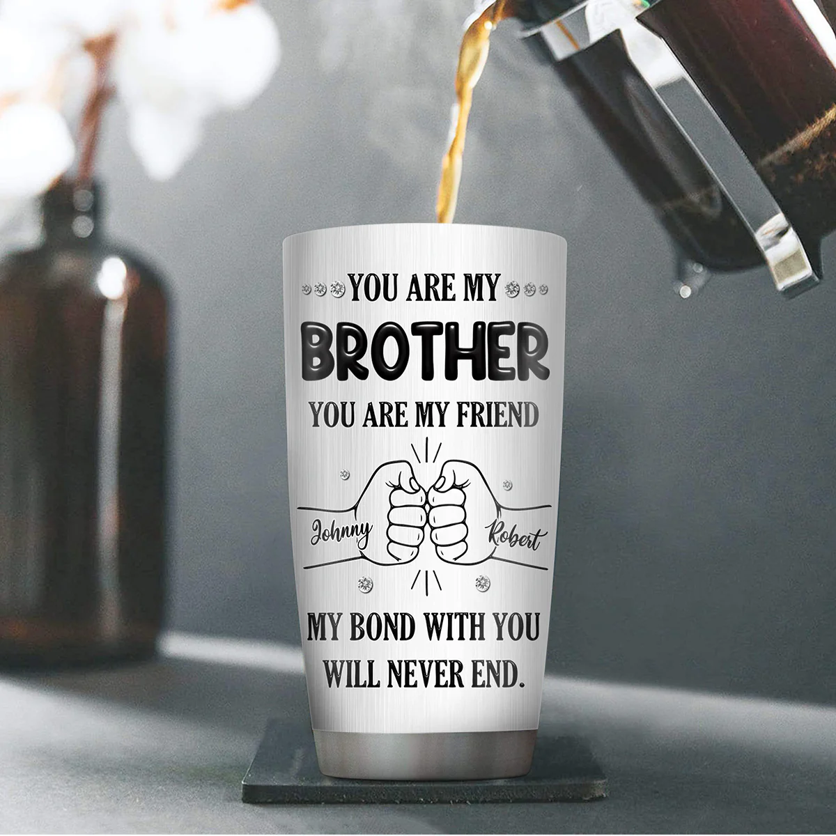 My Bond With You Sister - Personalized Stainless Steel Tumbler - Image 4