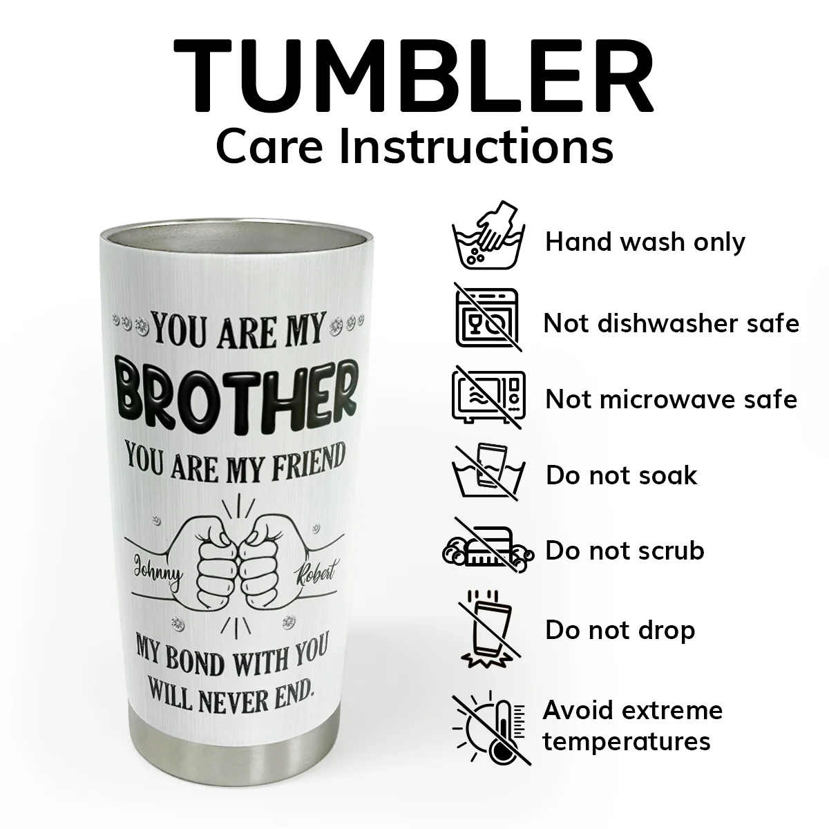 My Bond With You Sister - Personalized Stainless Steel Tumbler - Image 5