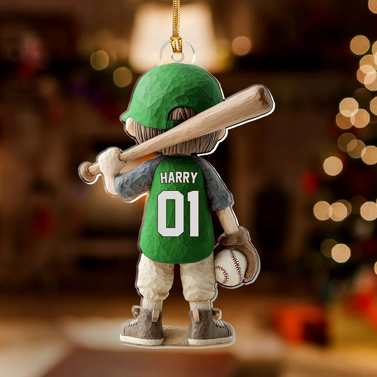 My Favorite Baseball Player - Personalized 1-Layer Acrylic Ornament - Image 2