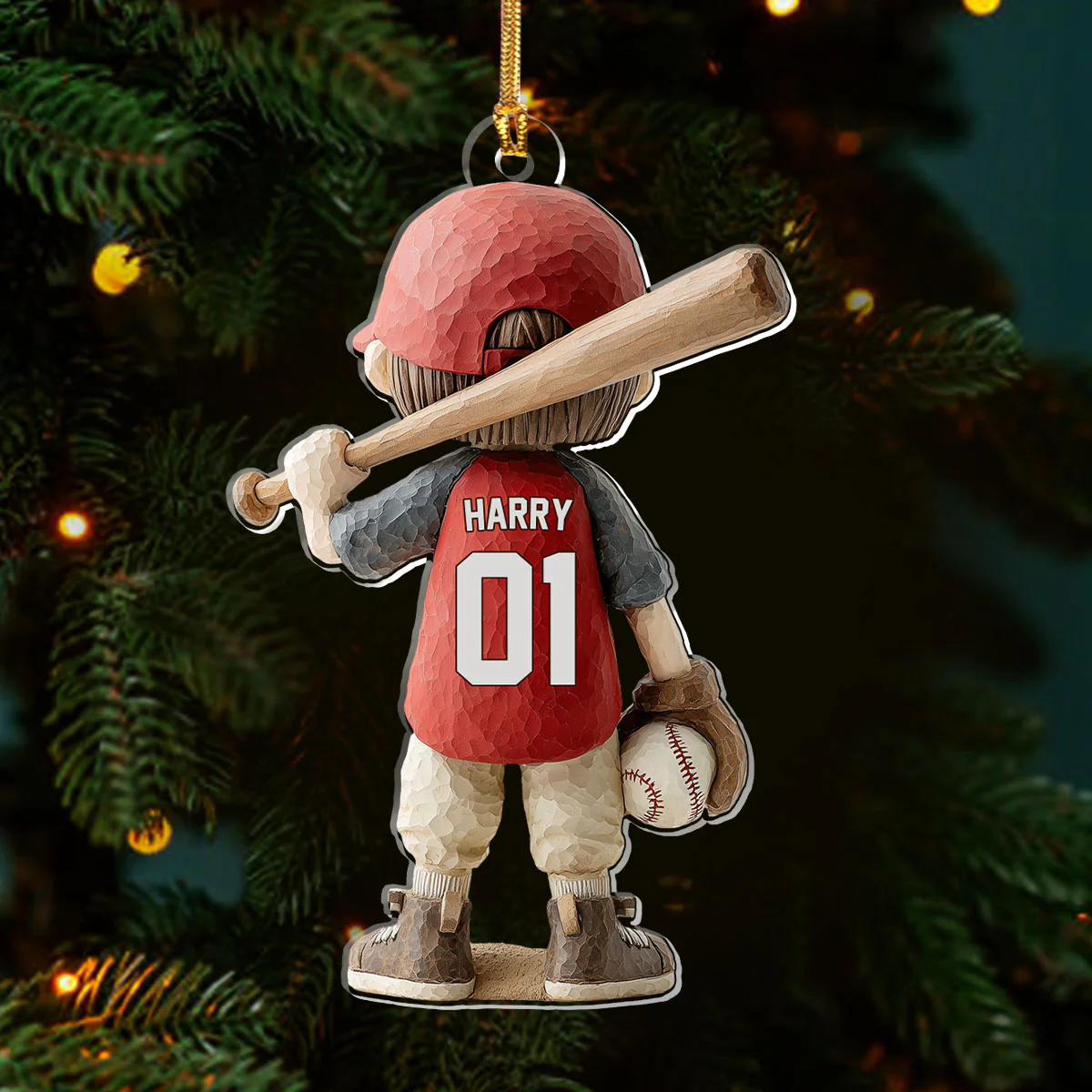 My Favorite Baseball Player - Personalized 1-Layer Acrylic Ornament - Image 3