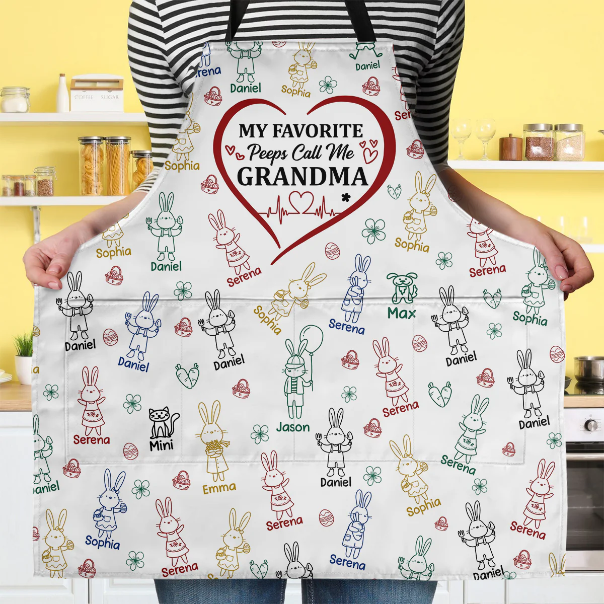 My Favorite Peeps Call Me Grandma - Personalized Apron With Pocket - Image 3