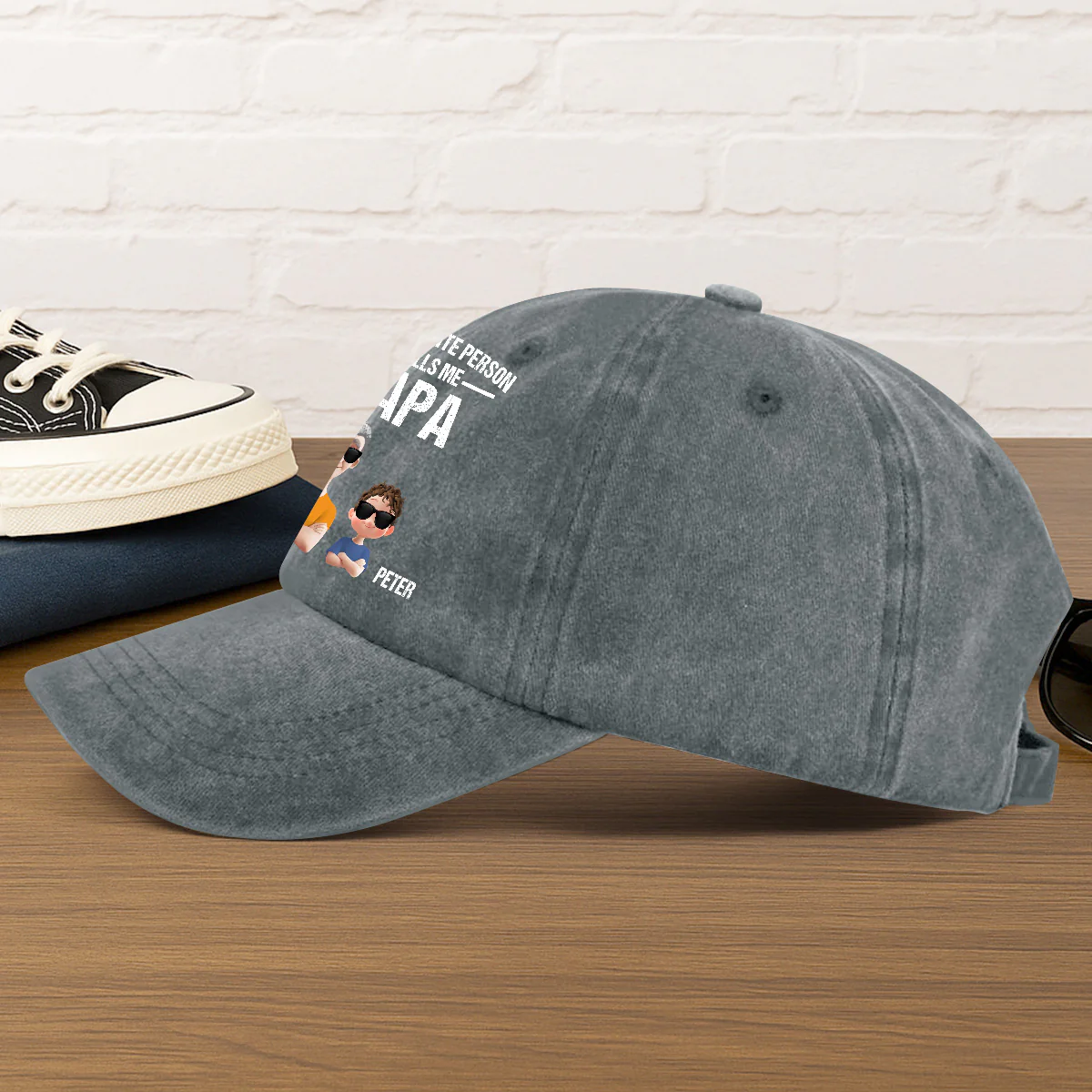 My Favorite People Call Me  - Personalized Vintage Washed Denim Cap - Image 4
