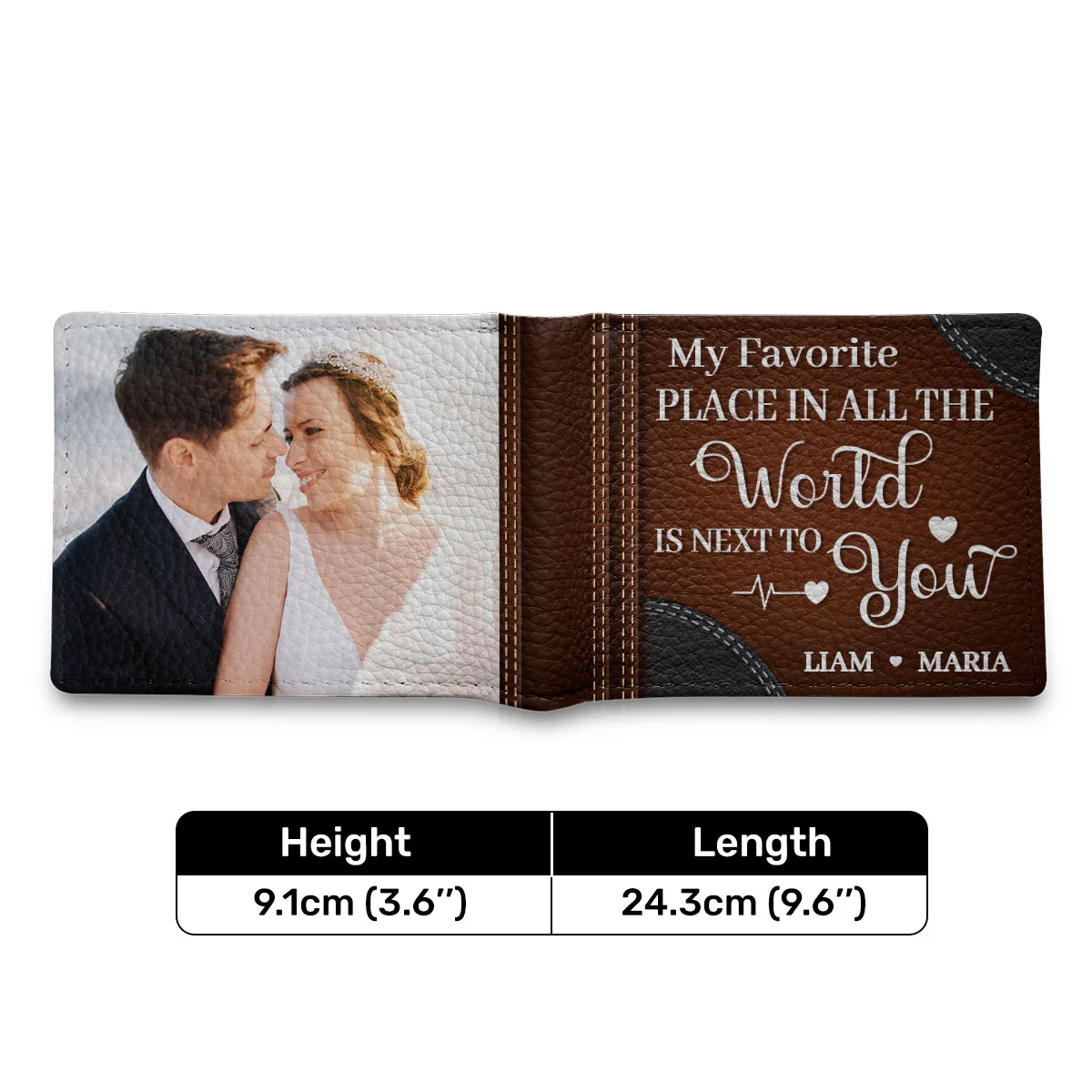 My Favorite Place In All The World Is Next To You  - Personalized Leather Folded Wallet - Image 7