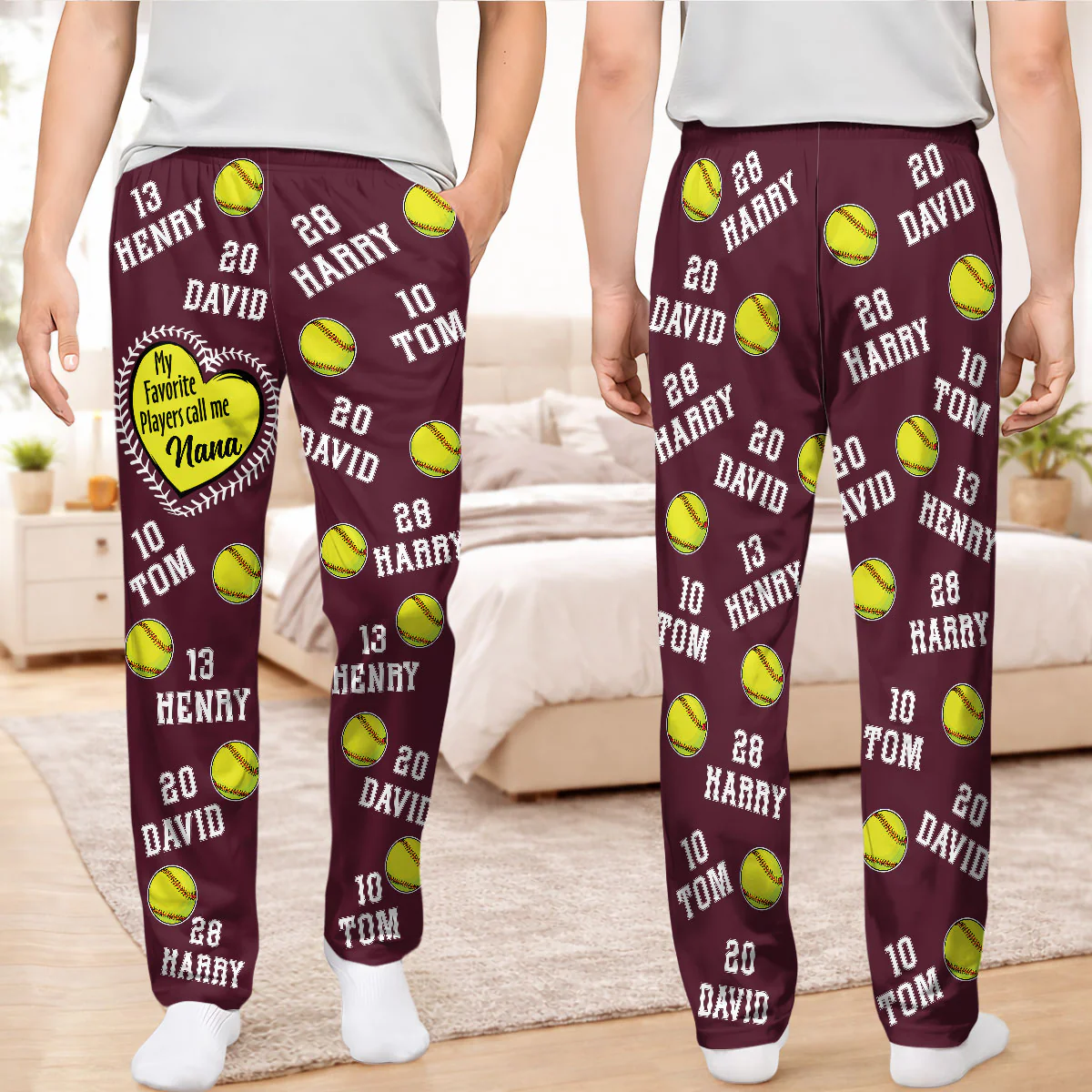 My Favorite Players Call Me Nana Softball Edition - Personalized Pajama Pants - Image 3