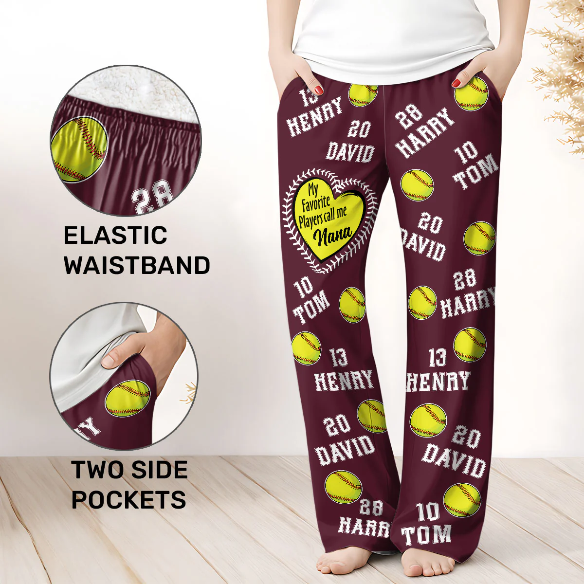 My Favorite Players Call Me Nana Softball Edition - Personalized Pajama Pants - Image 6