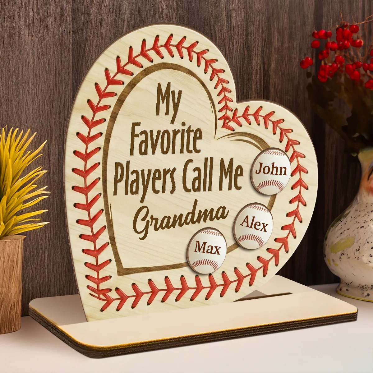 My Favorite Players Call Me - Personalized 2-Layer Wood Plaque With Flat Base - Image 3
