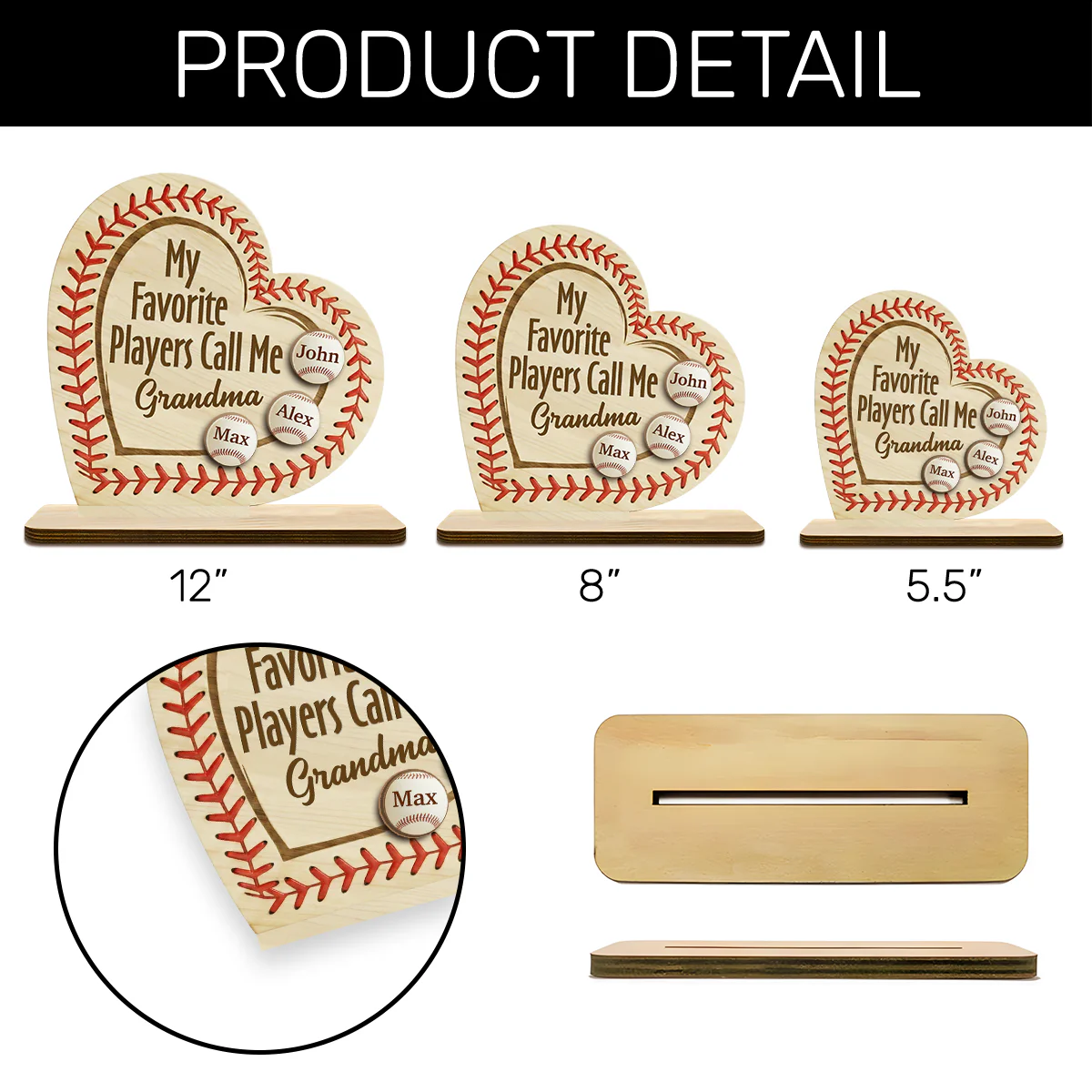 My Favorite Players Call Me - Personalized 2-Layer Wood Plaque With Flat Base - Image 6