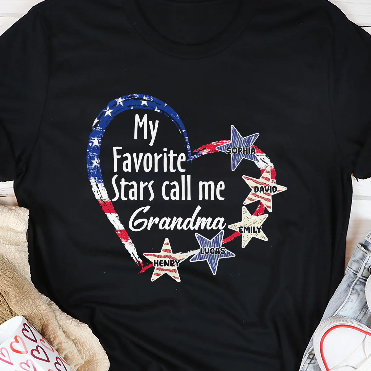My Favorite Stars Call Me Grandma - Personalized 2D Unisex T-shirt - Image 4