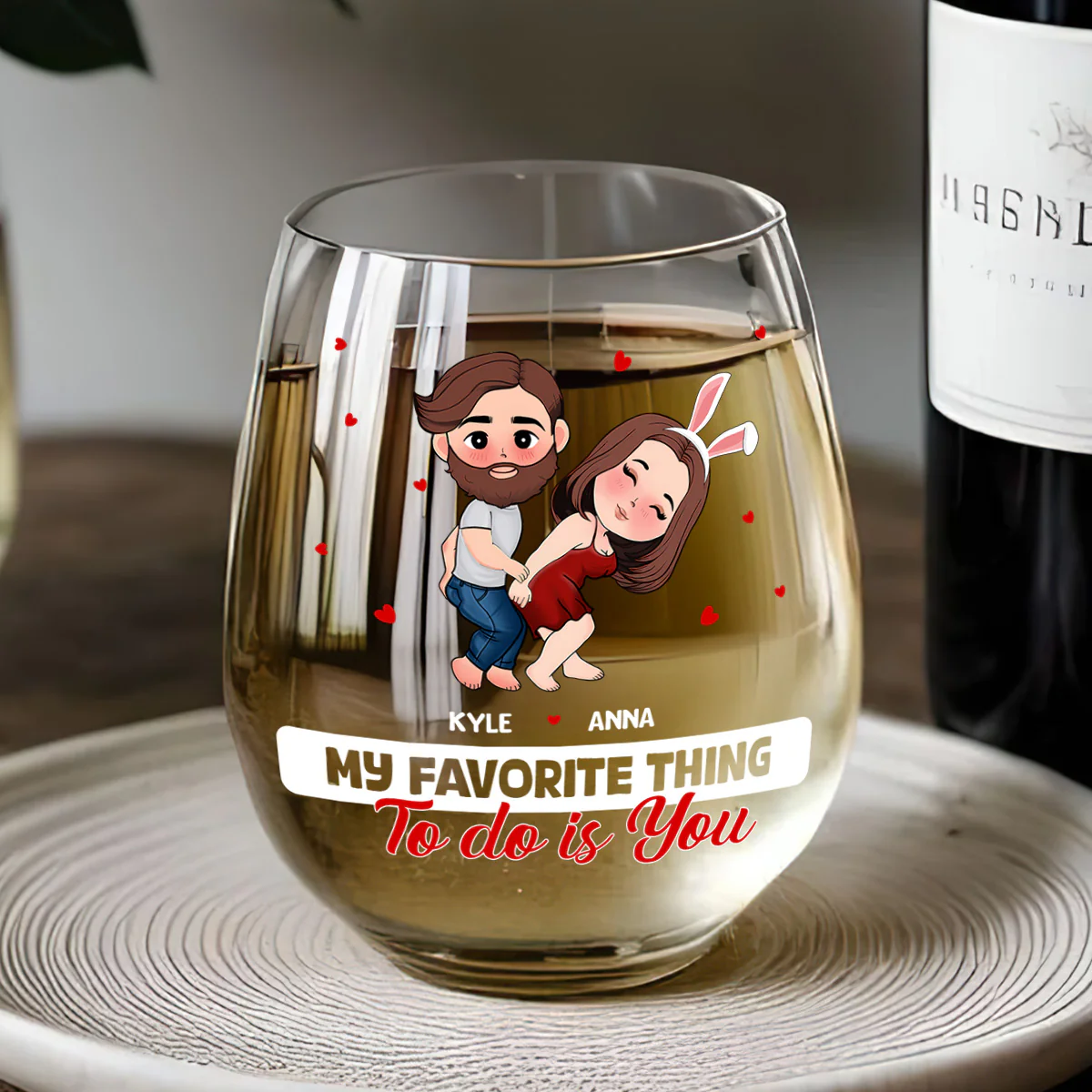 My Favorite Thing To Do Is You - Personalized Stemless Wine Glass - Image 5
