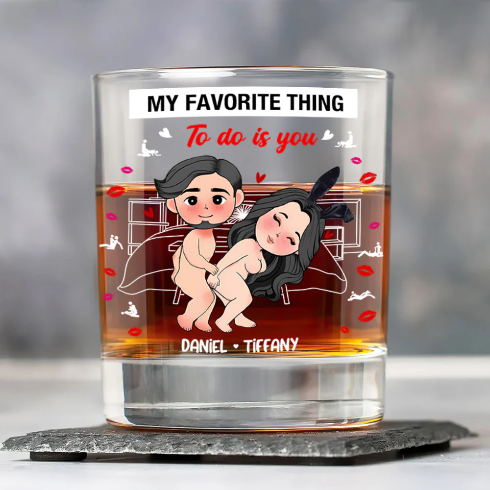 My Favorite Thing To Do - Personalized Round Whiskey Glass - Image 4