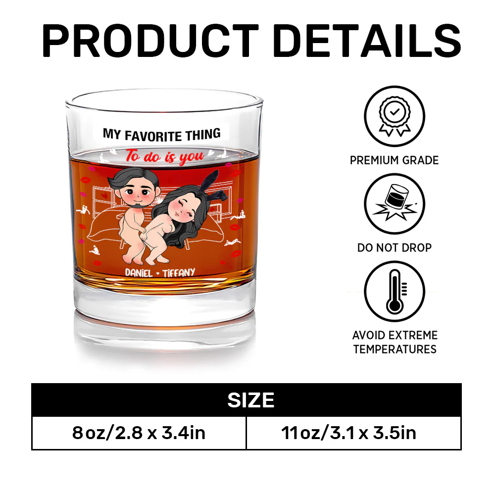 My Favorite Thing To Do - Personalized Round Whiskey Glass - Image 7