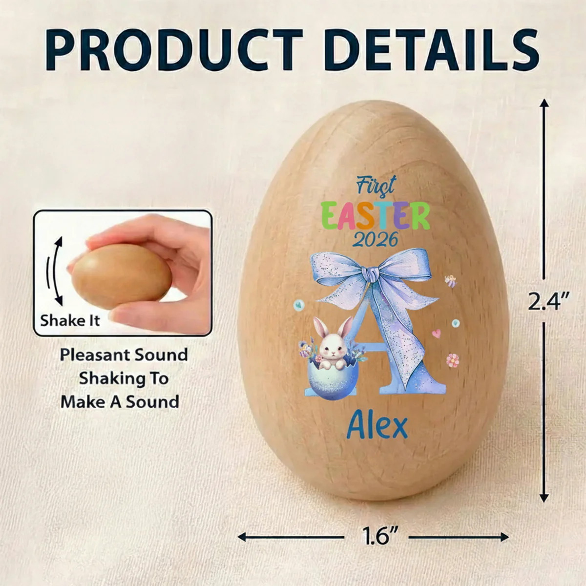 My First Easter - Personalized Musical Easter Egg Shaker - Image 5