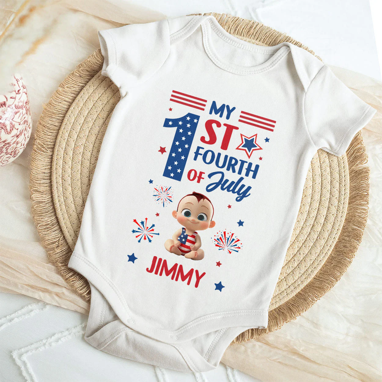 My First Fourth Of July - Personalized Baby Onesie - Image 4