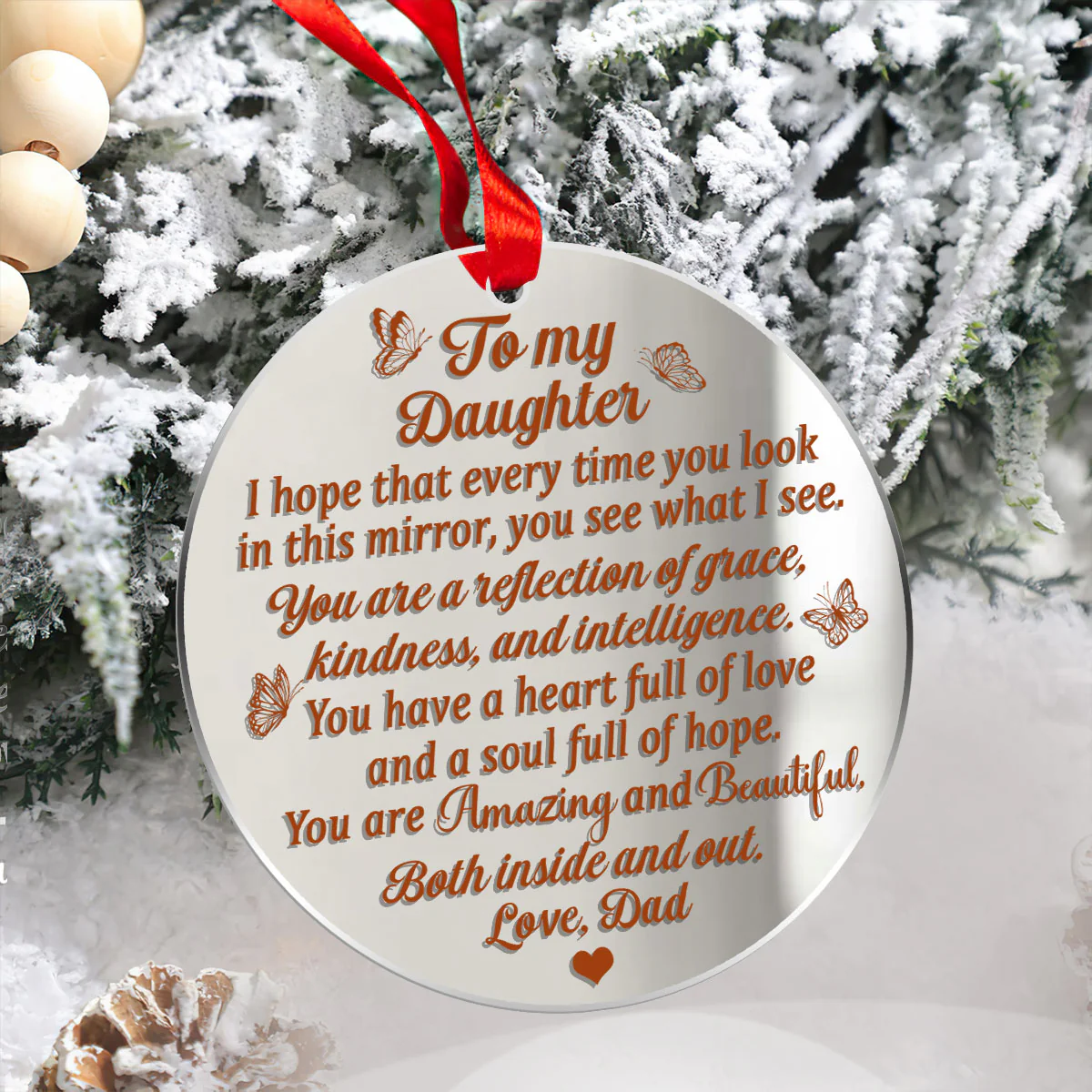 My Graceful & Kind Granddaughter - Personalized Mirror Ornament - Image 2