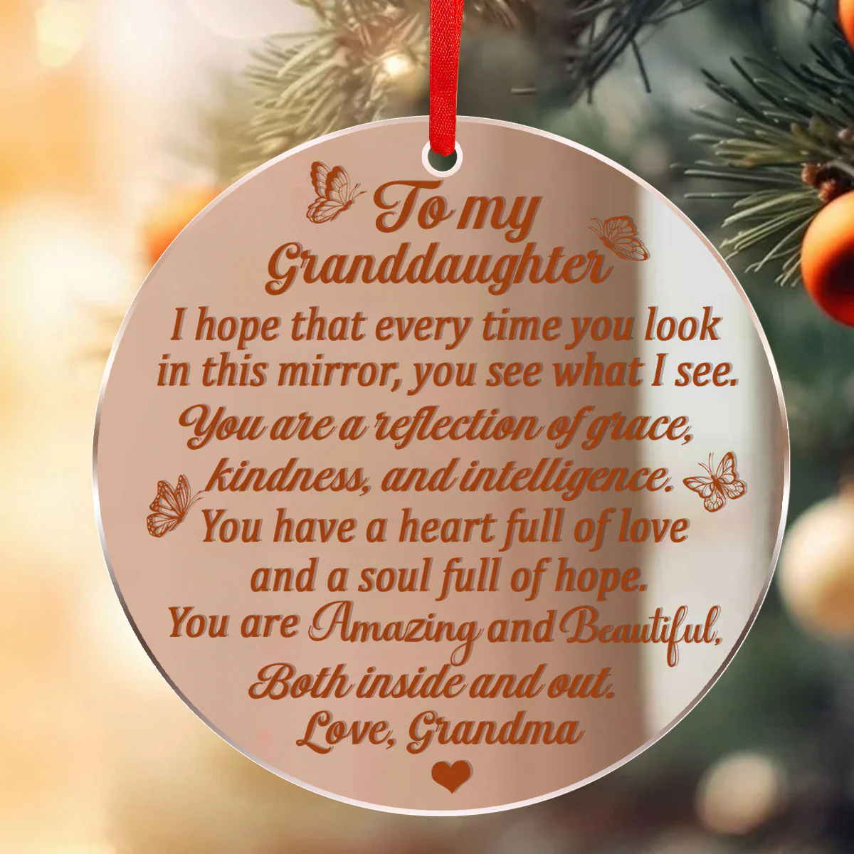 My Graceful & Kind Granddaughter - Personalized Mirror Ornament - Image 3
