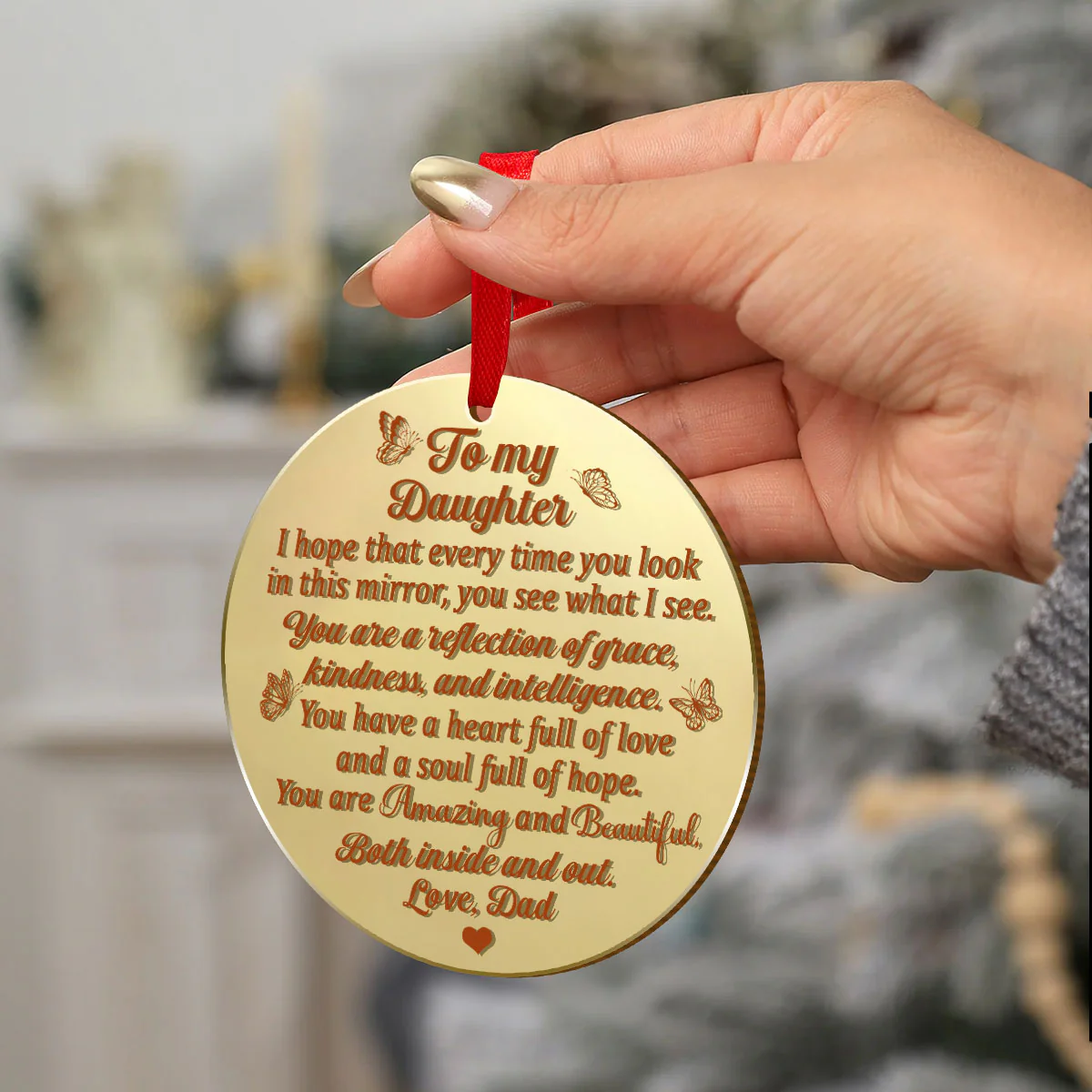 My Graceful & Kind Granddaughter - Personalized Mirror Ornament - Image 4
