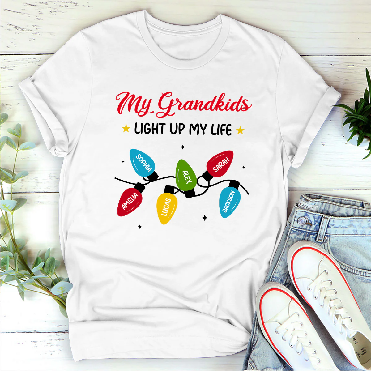 My Grandkids Light Up My Life - Personalized 2D Unisex T-shirt - Image 2
