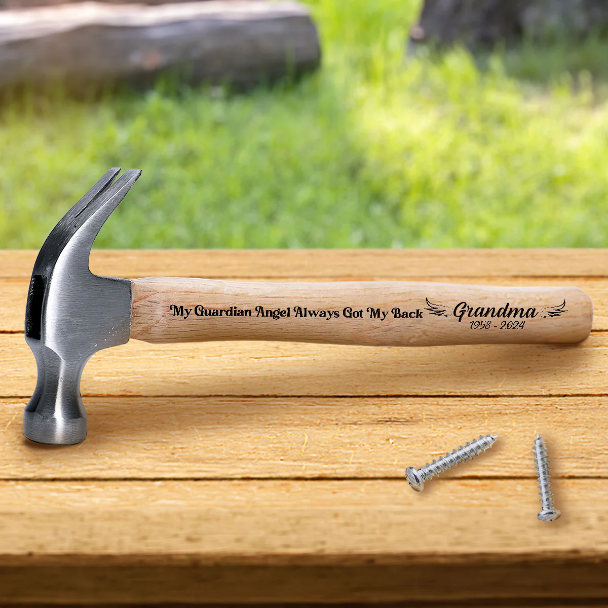 My Guardian Angel Always Got My Back - Personalized Wooden Hammer - Image 2