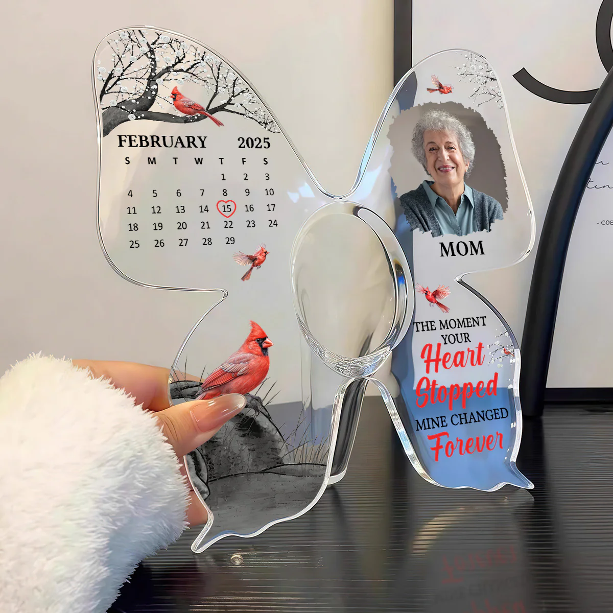 My Heart Changed Forever - Personalized Butterfly Acrylic Vase - Image 3