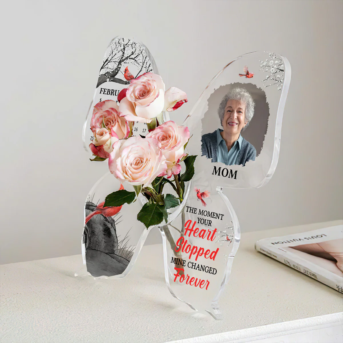 My Heart Changed Forever - Personalized Butterfly Acrylic Vase - Image 4