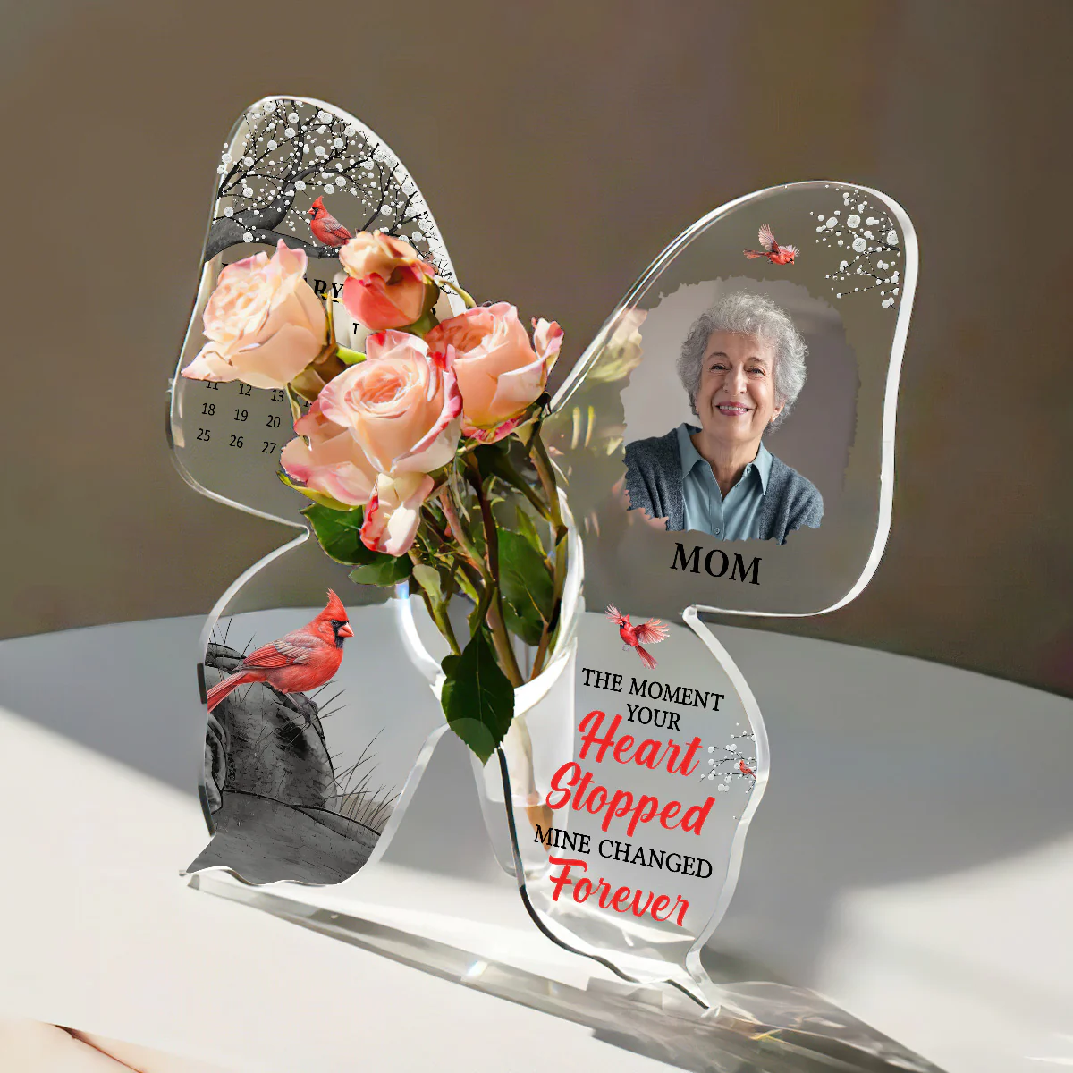 My Heart Changed Forever - Personalized Butterfly Acrylic Vase - Image 5