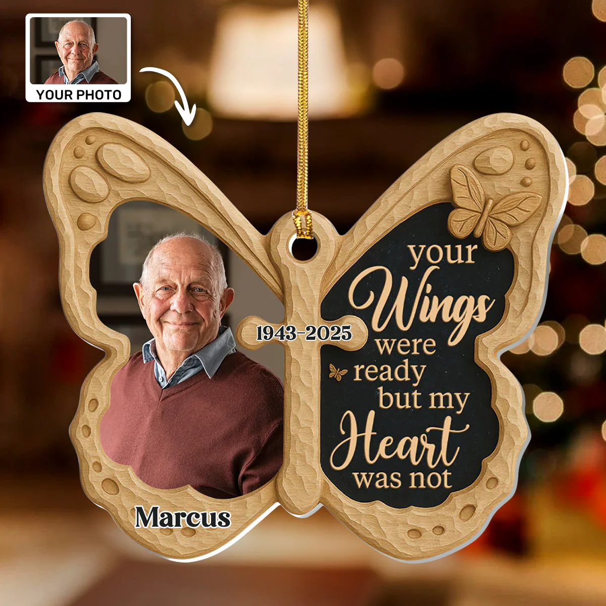 My Heart Misses You - Personalized 1-Layer Acrylic Ornament - Image 2