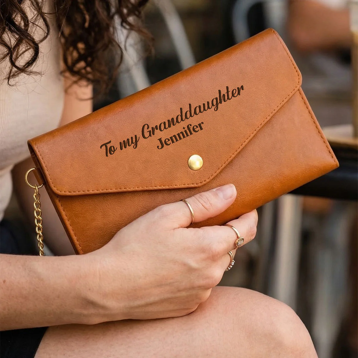 My Little Girl Yesterday, My Friend Today, My Daughter Forever - Personalized Leather Envelope Wallet - Image 4