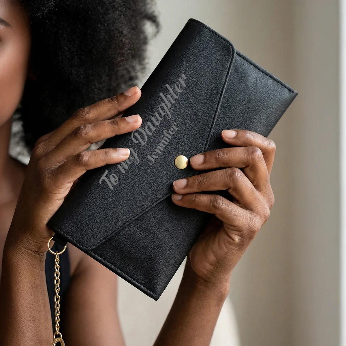 My Little Girl Yesterday, My Friend Today, My Daughter Forever - Personalized Leather Envelope Wallet - Image 5
