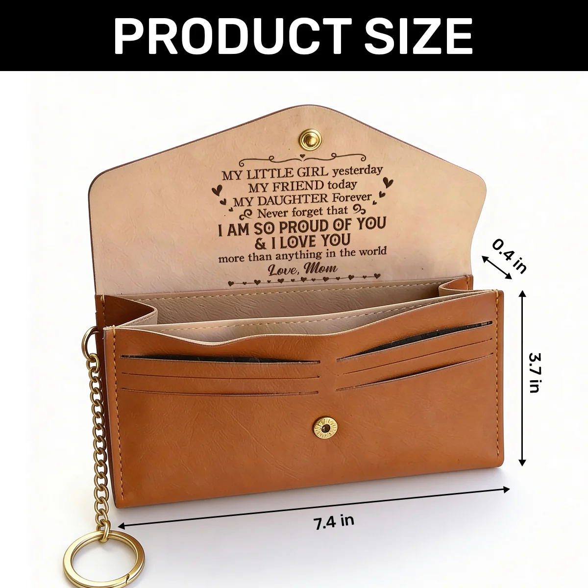 My Little Girl Yesterday, My Friend Today, My Daughter Forever - Personalized Leather Envelope Wallet - Image 7
