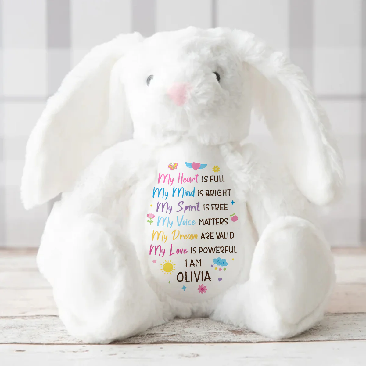 My Love Is Powerful - Personalized Stuffed Bunny - Image 3