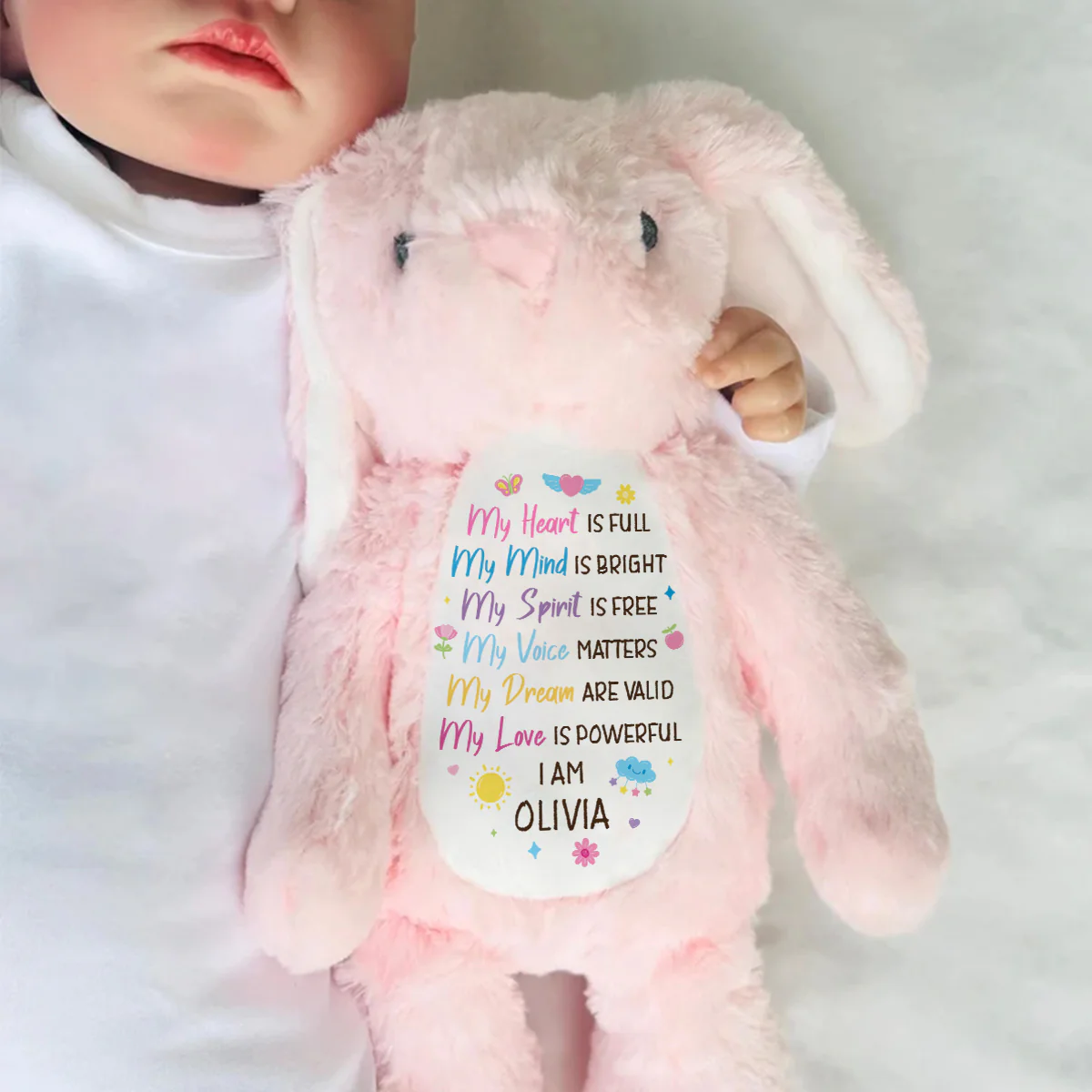 My Love Is Powerful - Personalized Stuffed Bunny - Image 6