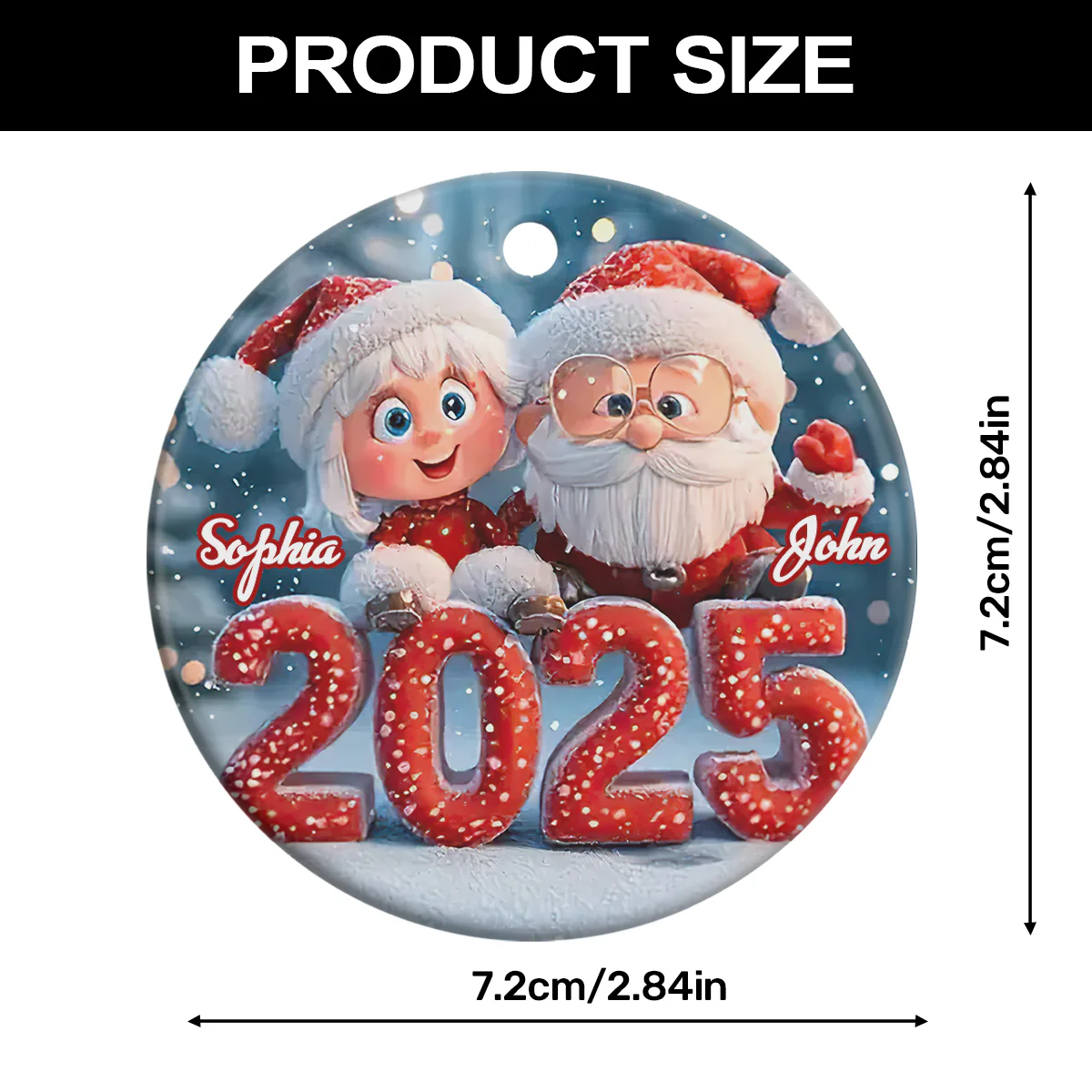 My Lovely Santa - Personalized Round Shaped Ceramic Ornament - Image 7