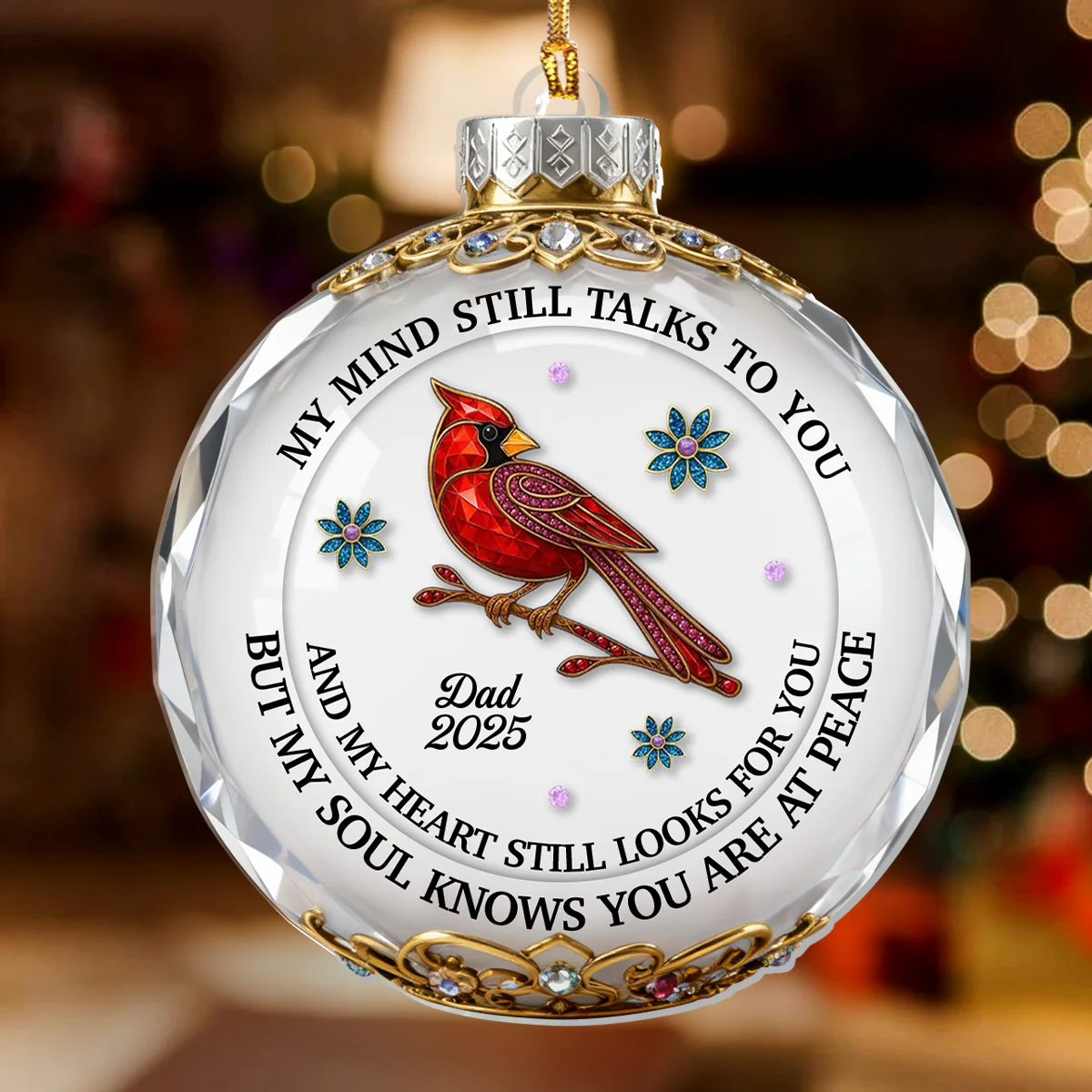 My Mind My Heart My Soul Memorial Ball - Personalized 1-Layer Acrylic Ornament - Image 3