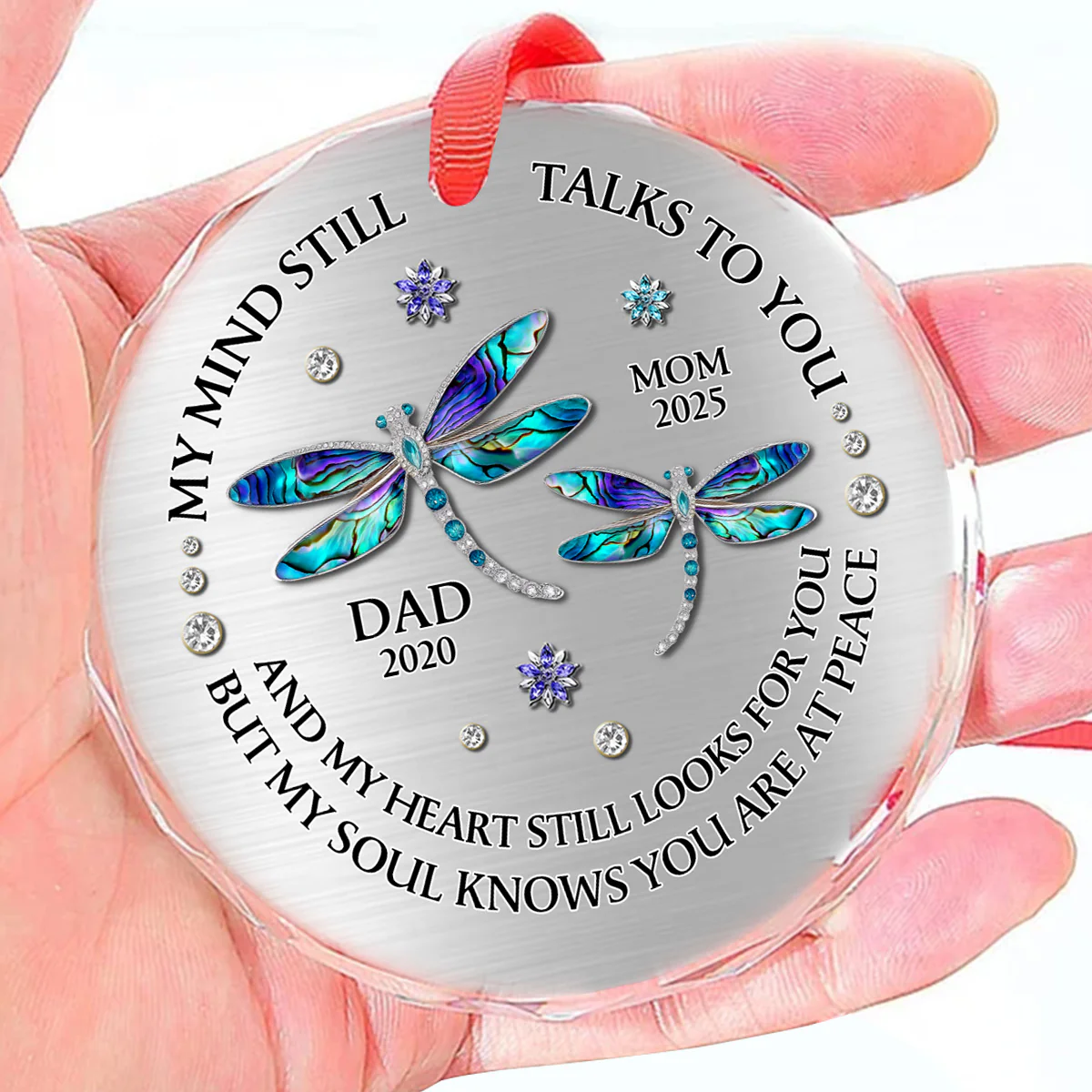 My Mind Still Talks To You - Personalized Round Shaped Glass Ornament - Image 5